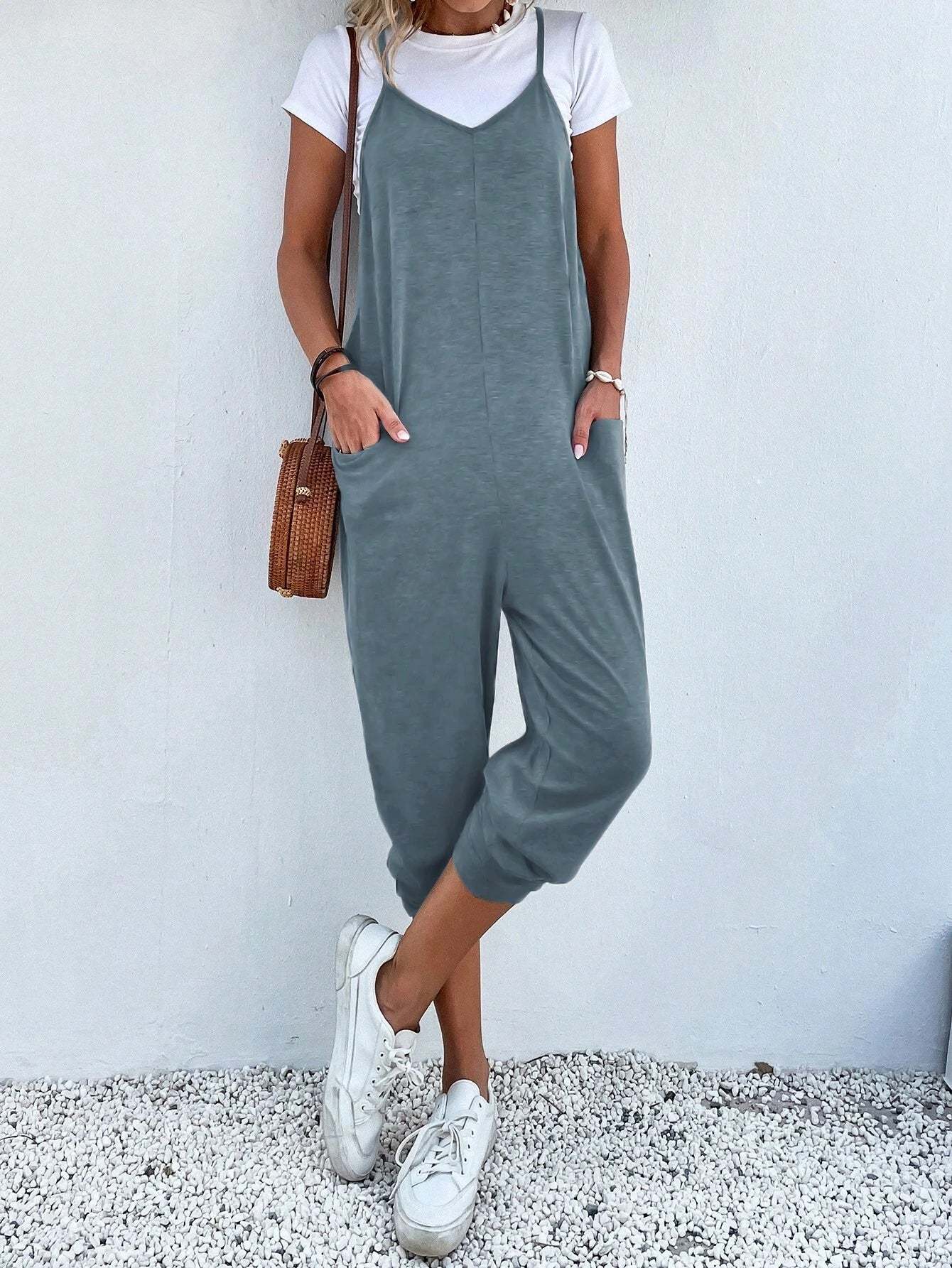 Dual Pocket Cami Jumpsuits