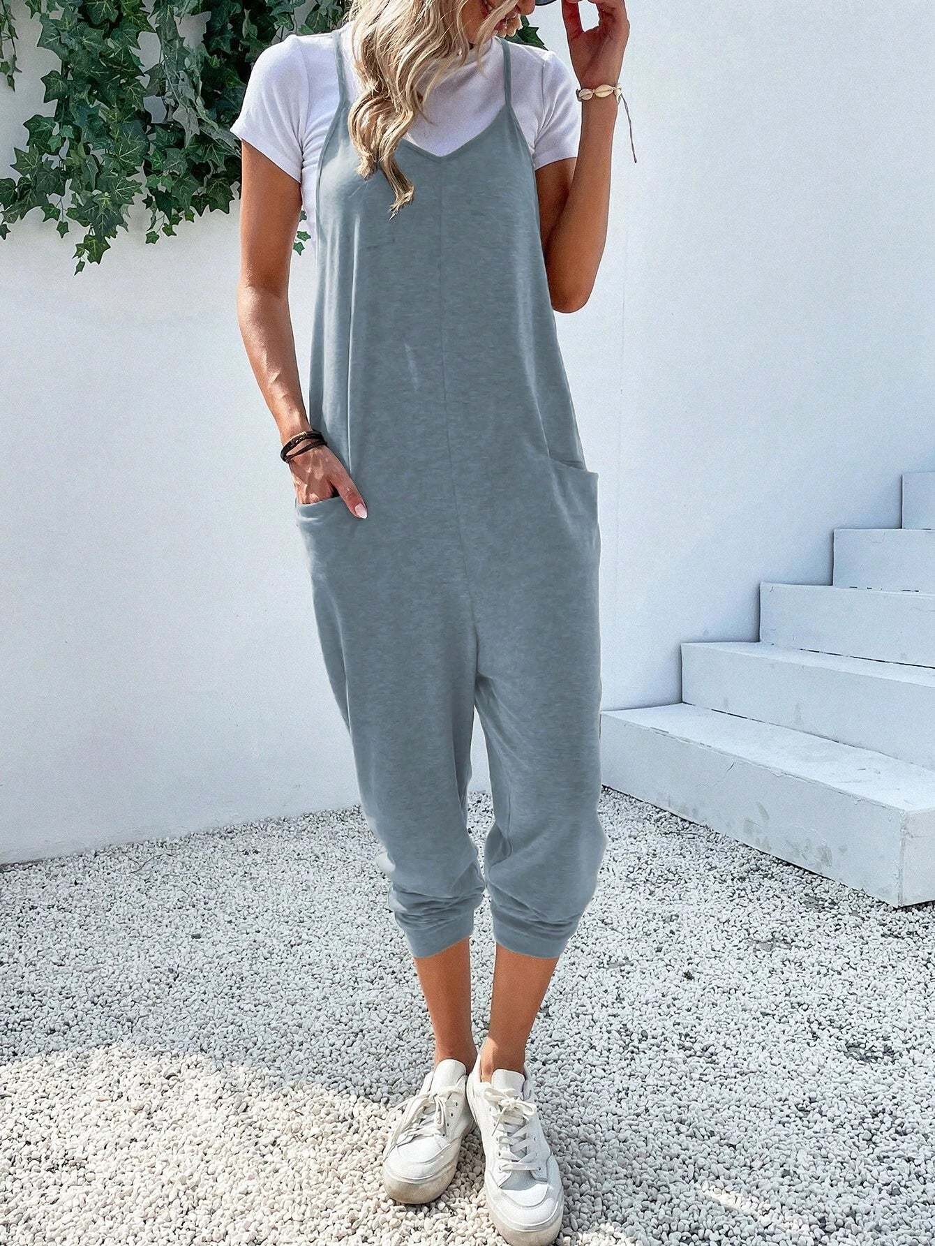 Dual Pocket Cami Jumpsuits