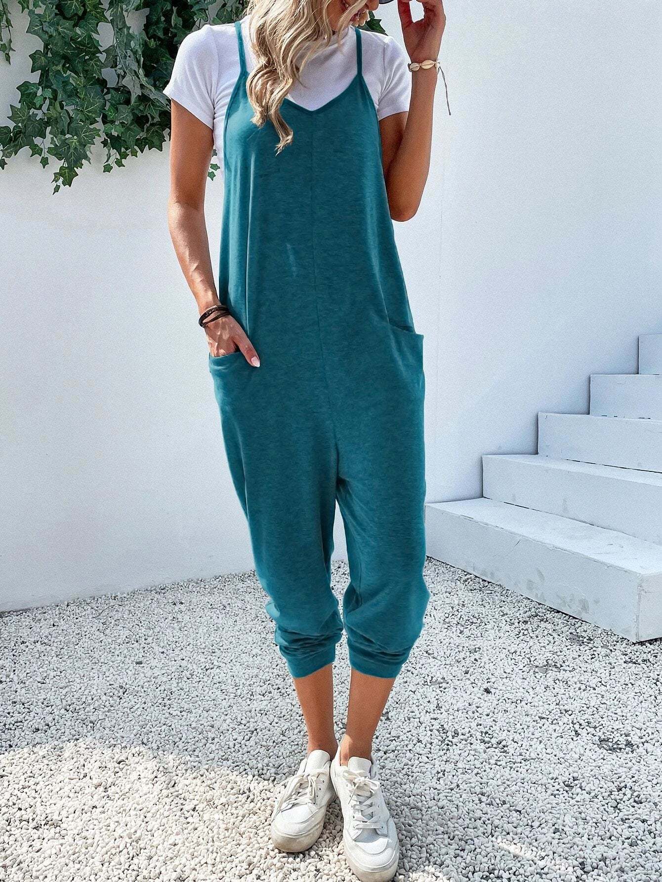 Dual Pocket Cami Jumpsuits