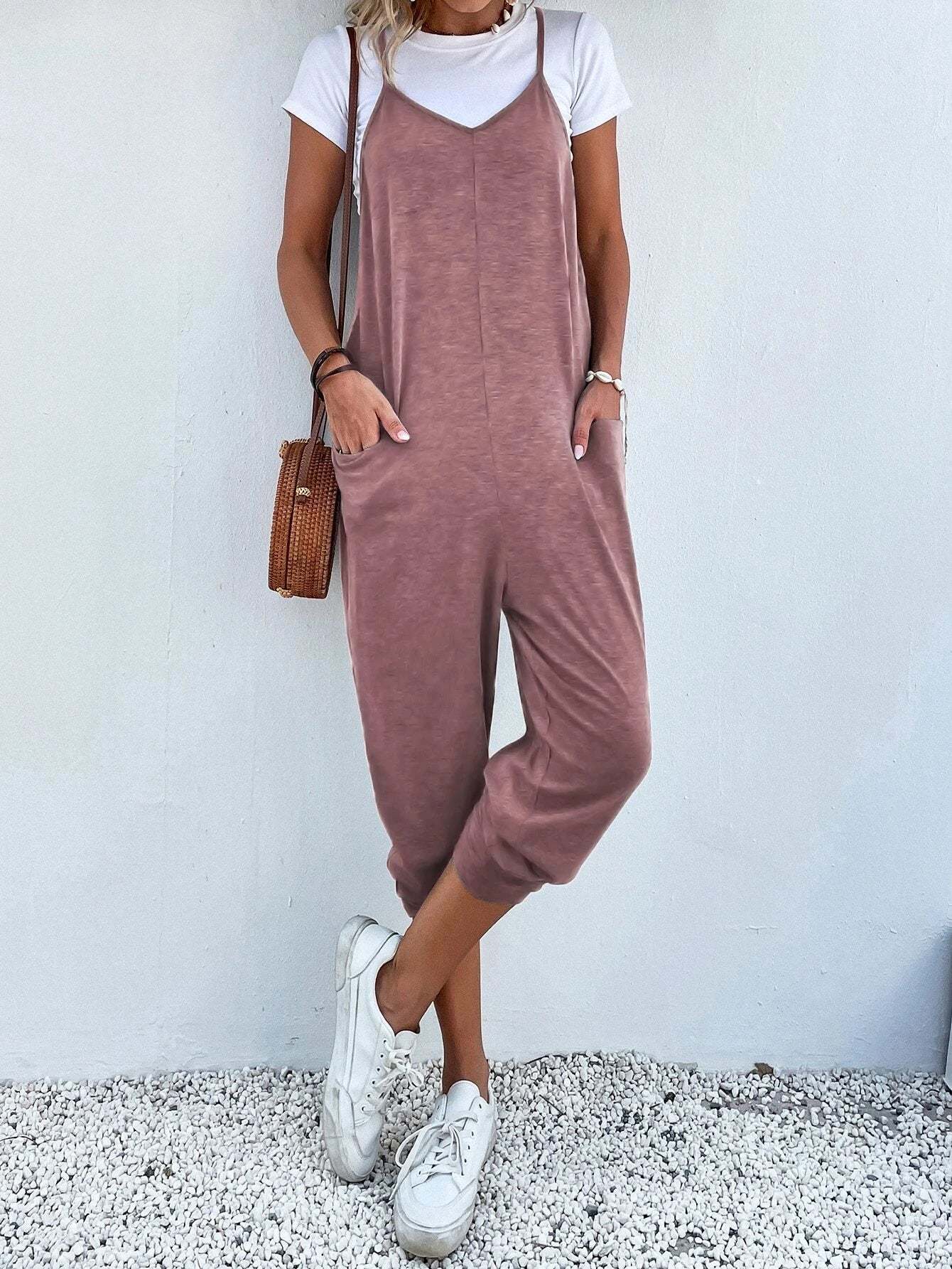 Dual Pocket Cami Jumpsuits