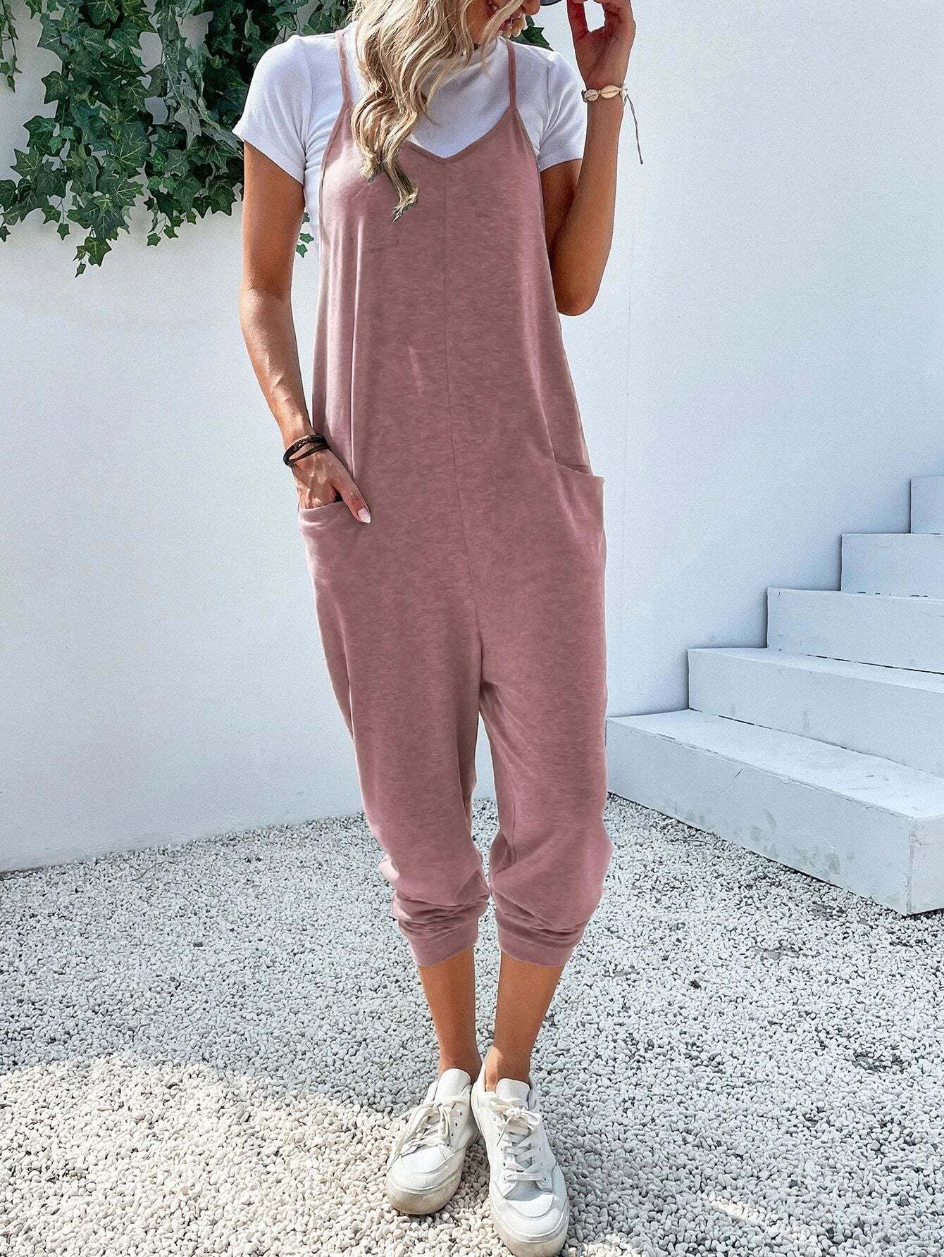 Dual Pocket Cami Jumpsuits