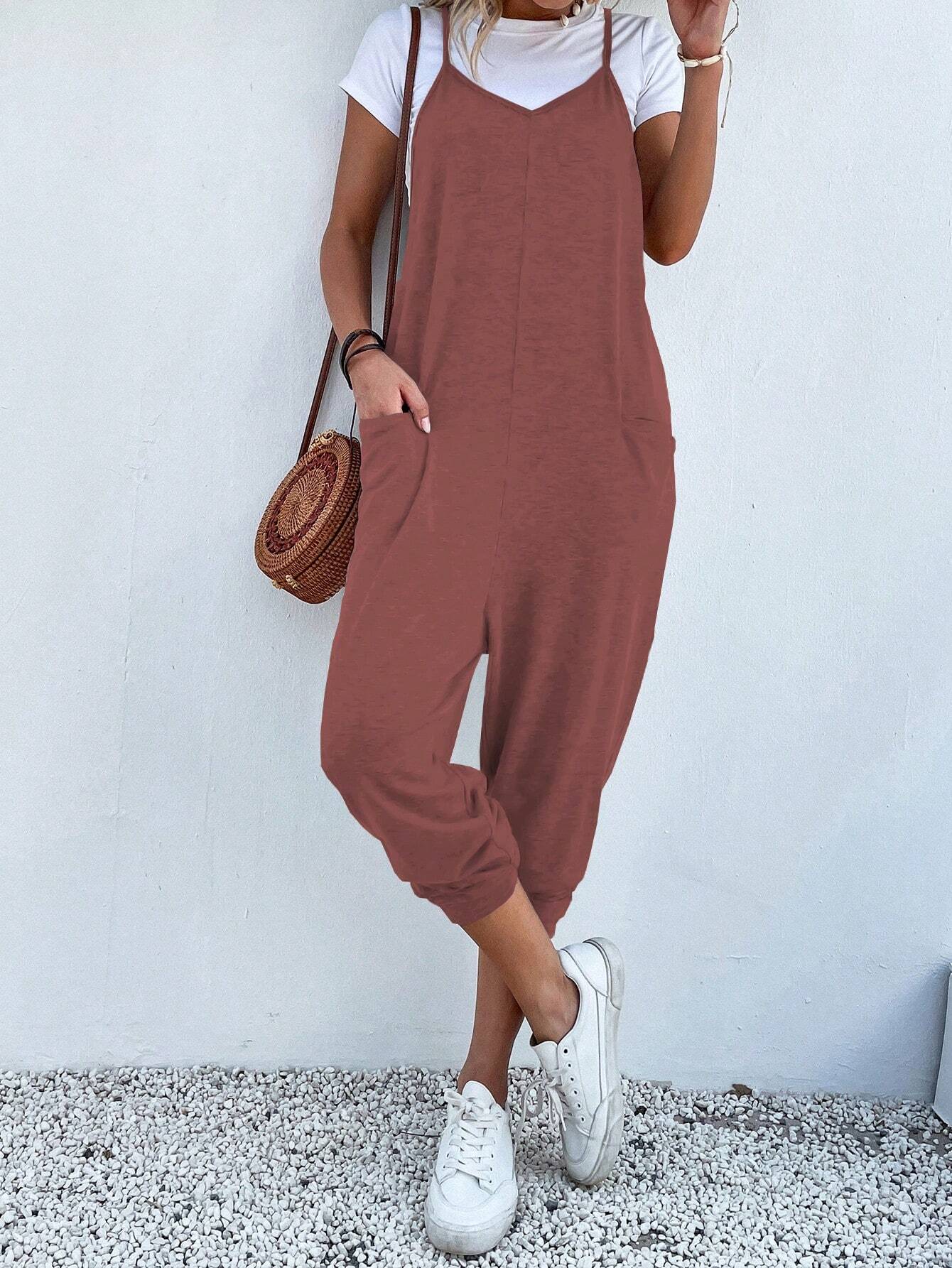 Dual Pocket Cami Jumpsuits