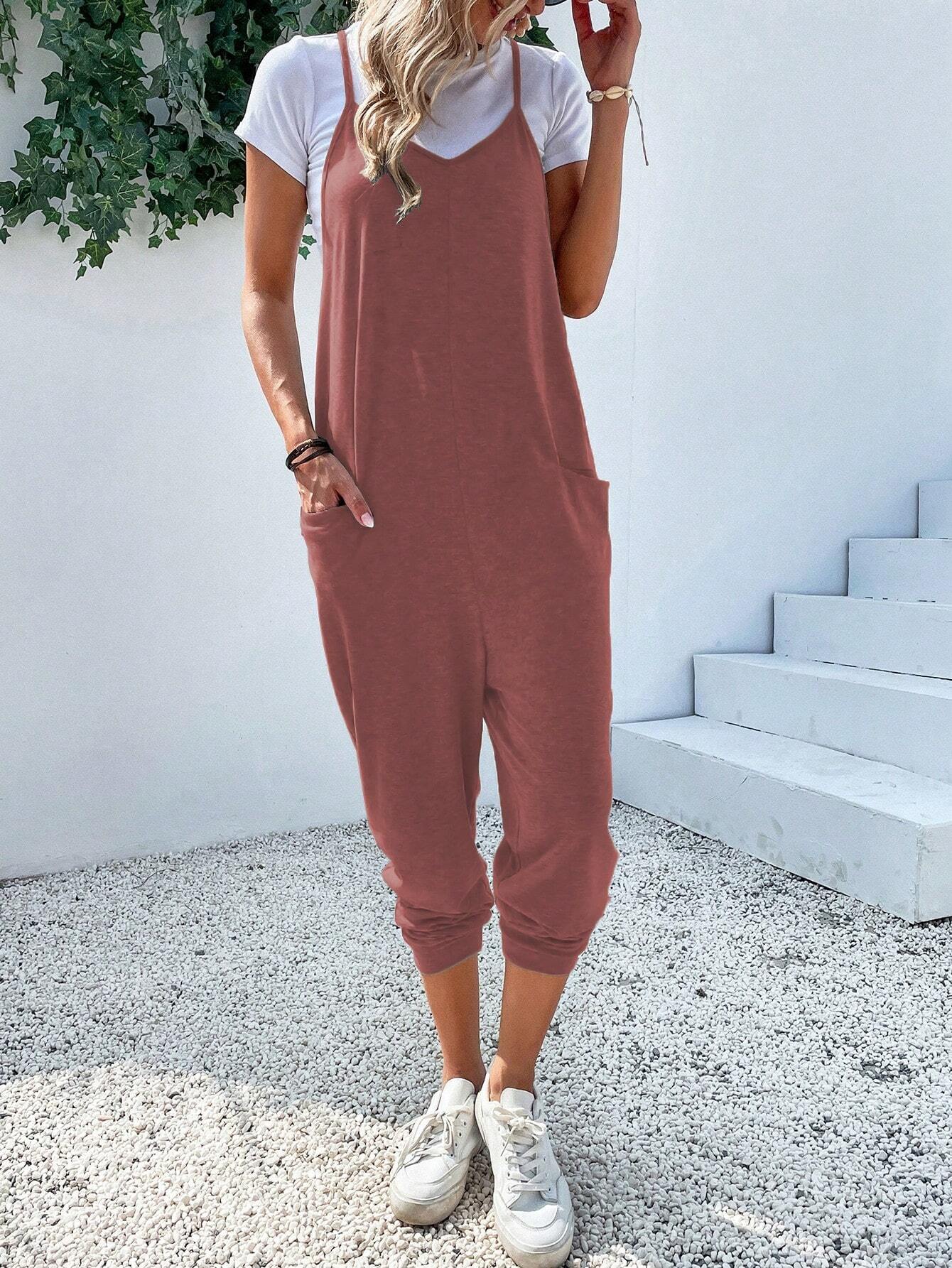Dual Pocket Cami Jumpsuits