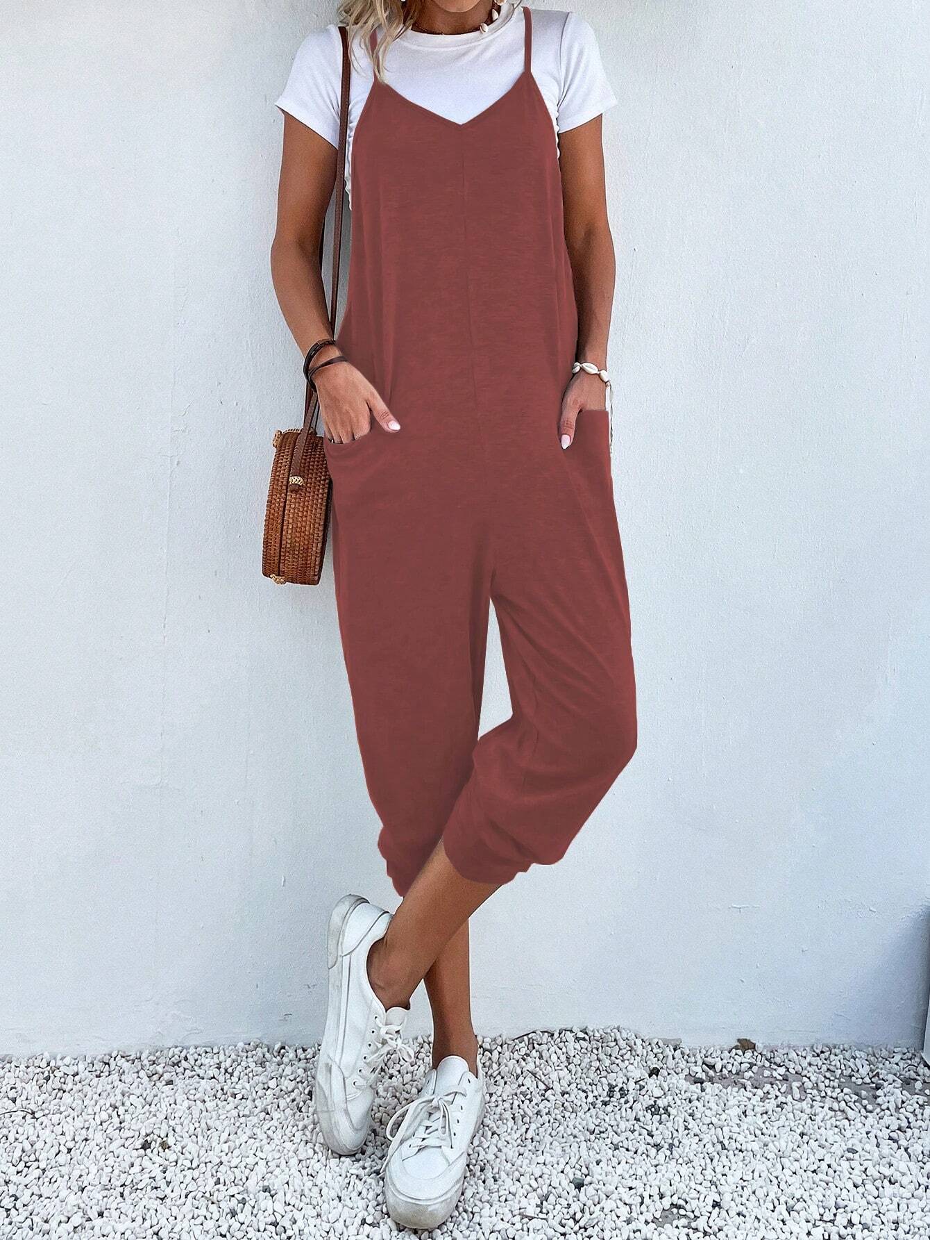 Dual Pocket Cami Jumpsuits
