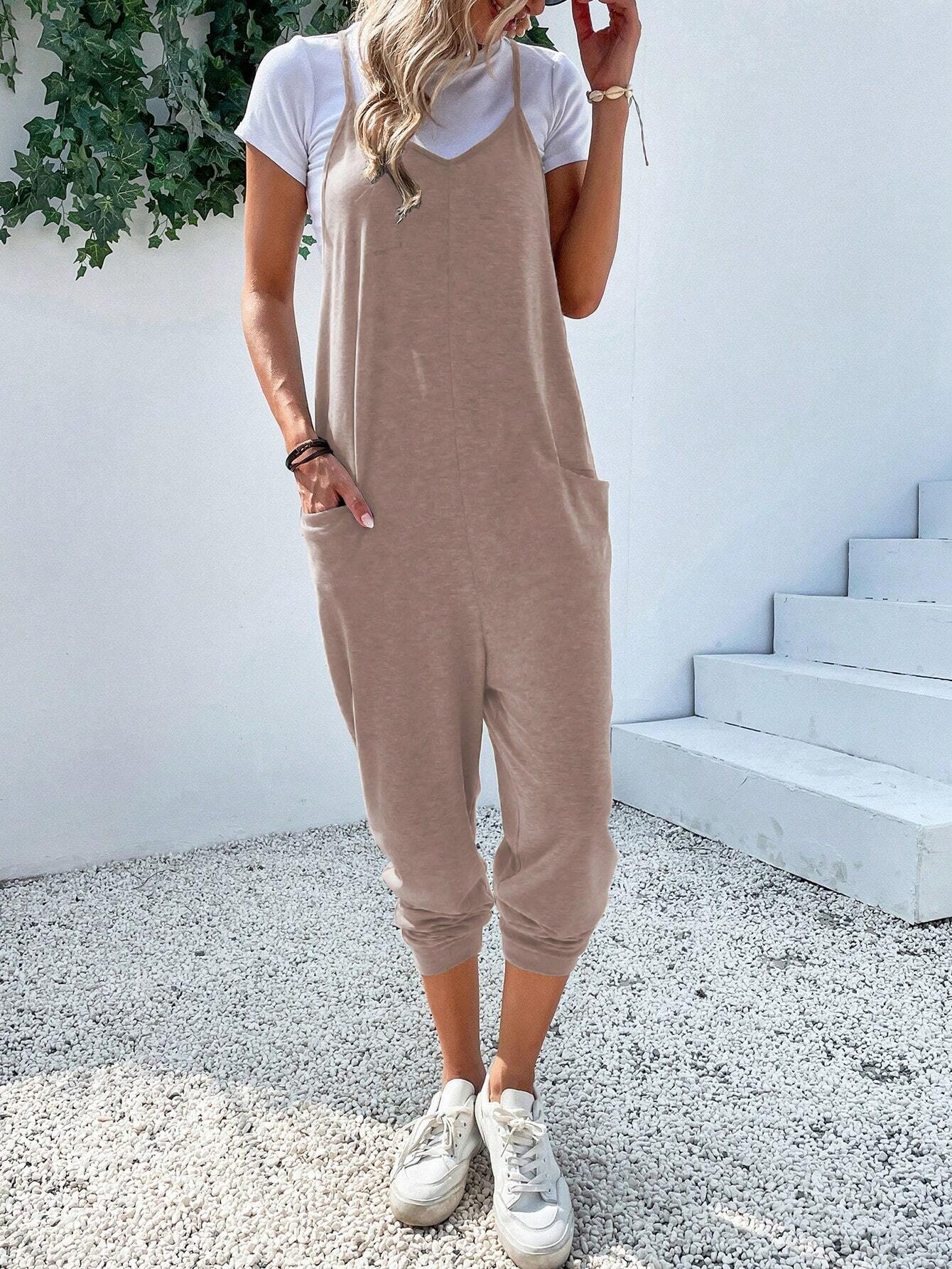Dual Pocket Cami Jumpsuits