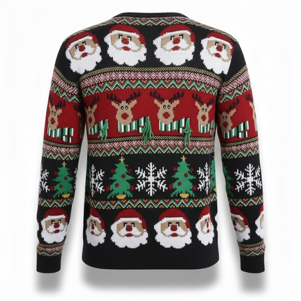 Ugly Christmas Sweater With Santa Design Print