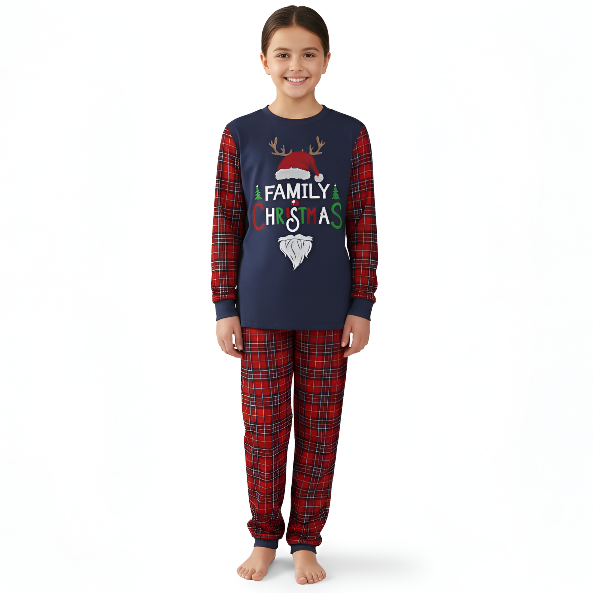 Family Christmas Santa and Reindeer Design Matching Pajama Sets