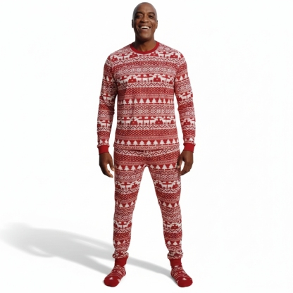 Festive Snowflake Printed Family Matching Christmas Pajama Set