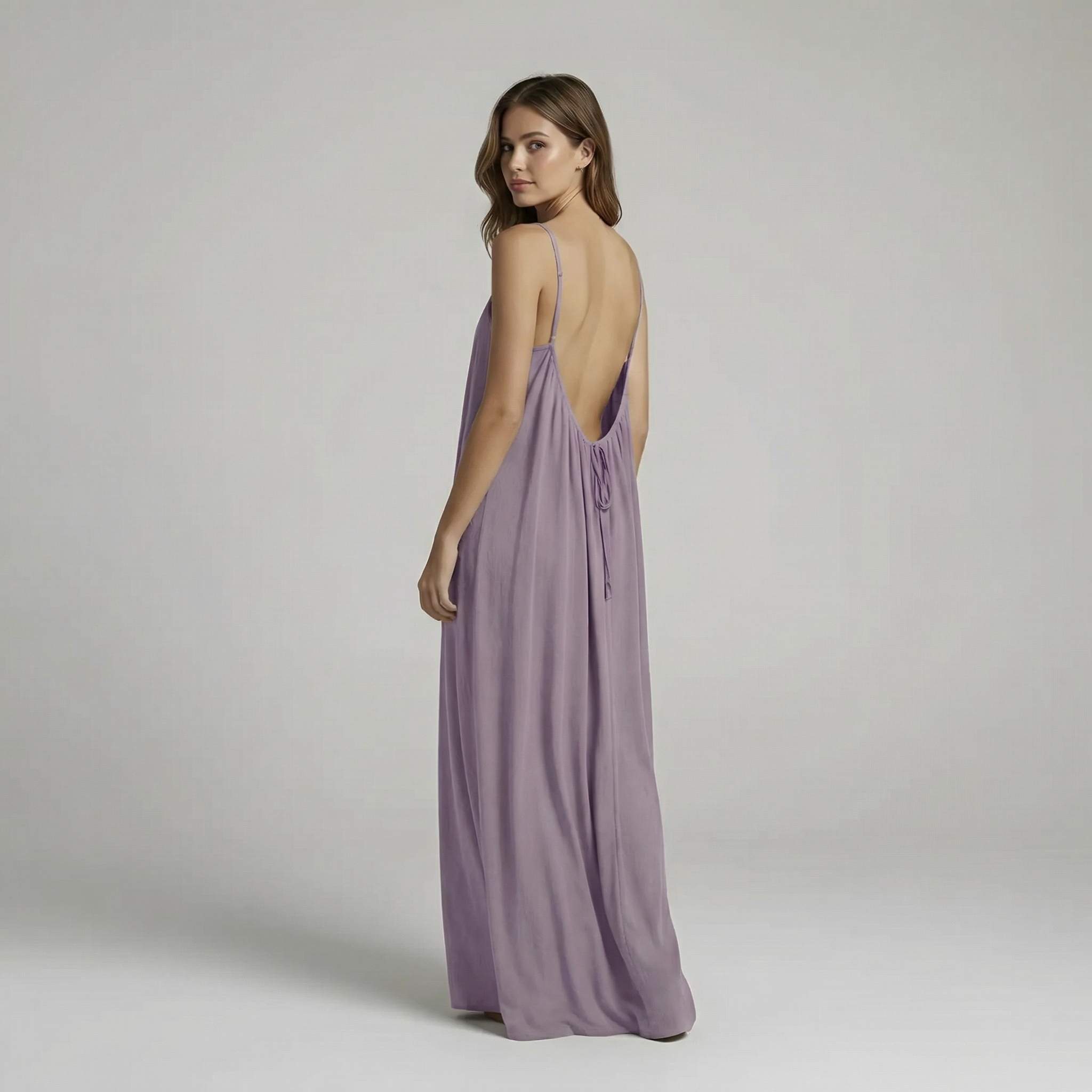 Backless Cami Maxi Dress With Adjustable Straps And Sleeveless Fit For Women