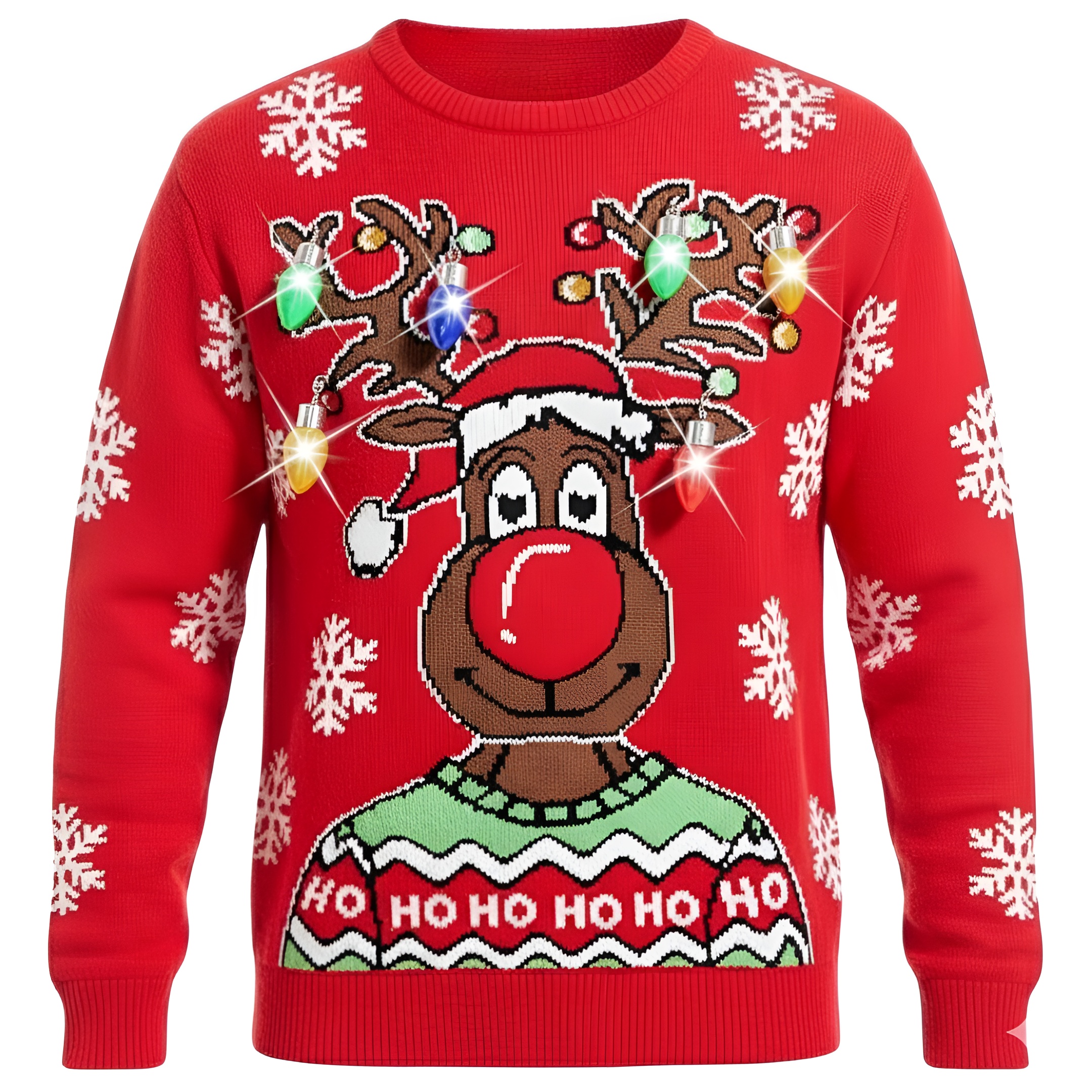 Ugly Christmas Sweater For Men With Rudolph Reindeer Design