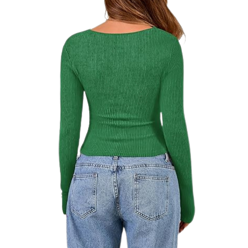 Womens Long Sleeve Cowl Neck Ribbed Knit Slim Fit Top