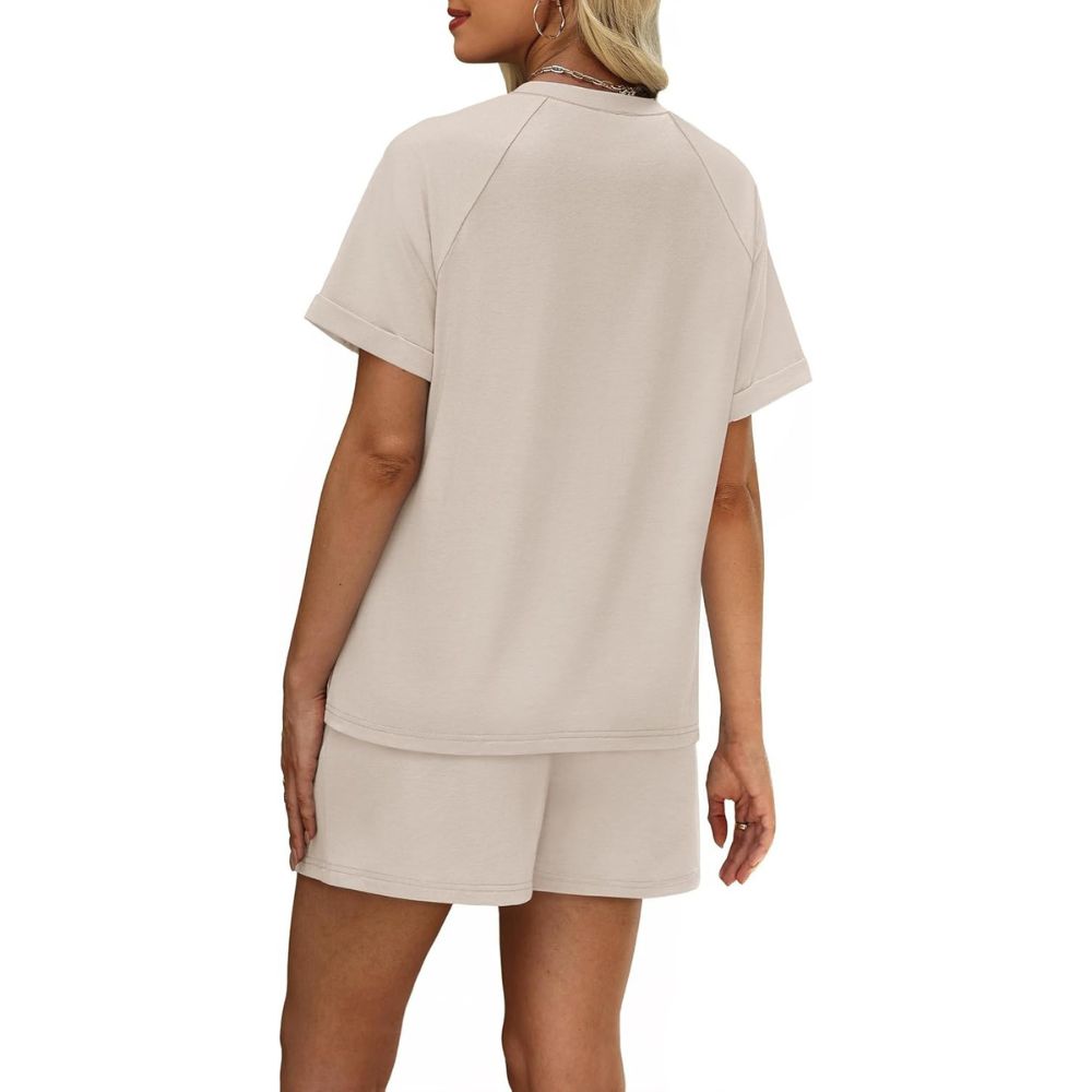 Women's 2 Piece Lounge Sets Short Sleeve T-Shirt and Drawstring Shorts