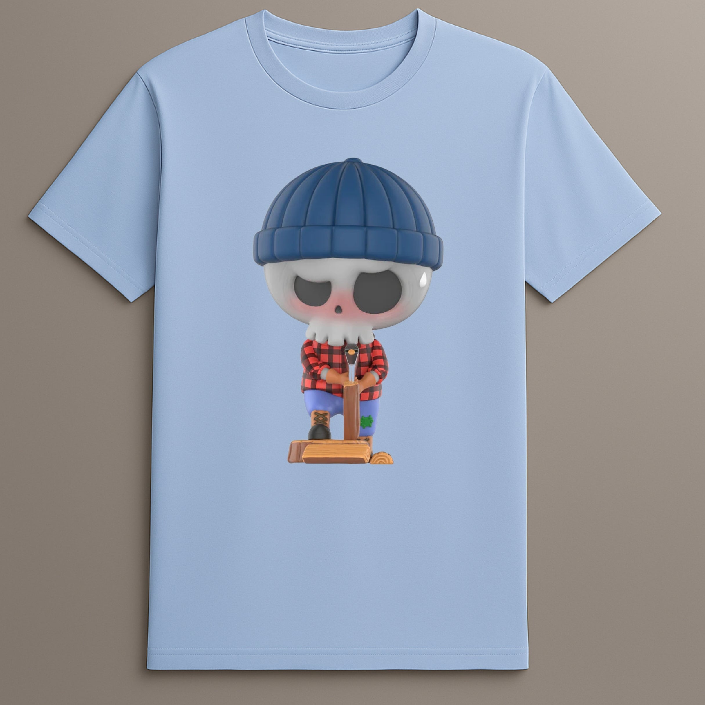 Woodcutting Labubu cartoon t-shirt