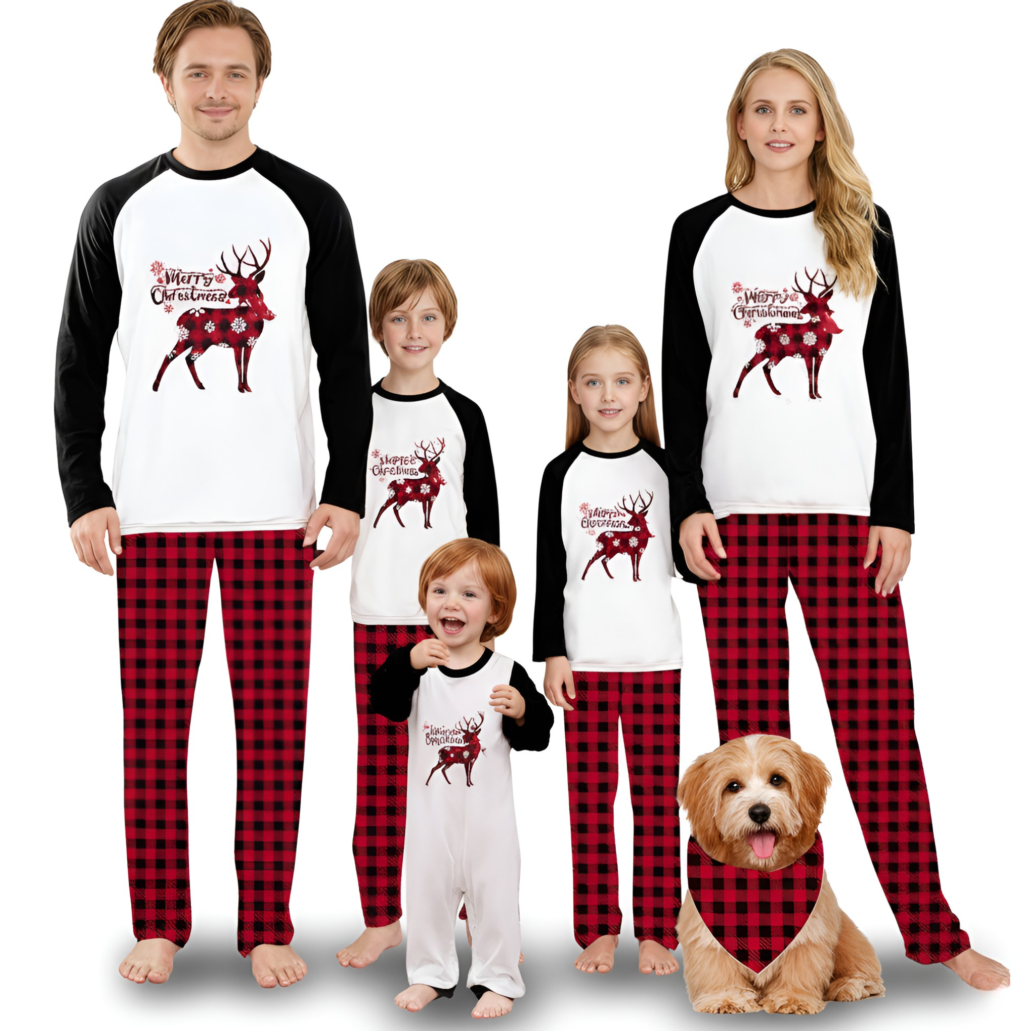 Merry Christmas Reindeer Design Family Matching Pajama Sets