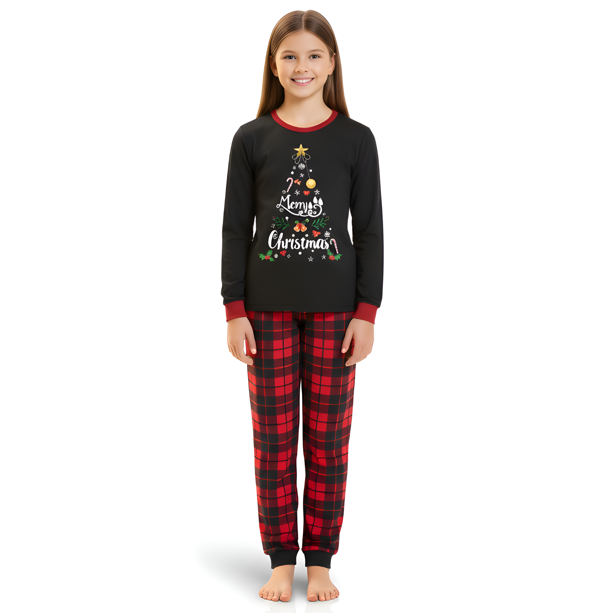 Merry Christmas Tree Plaid Family Matching Pajama Sets