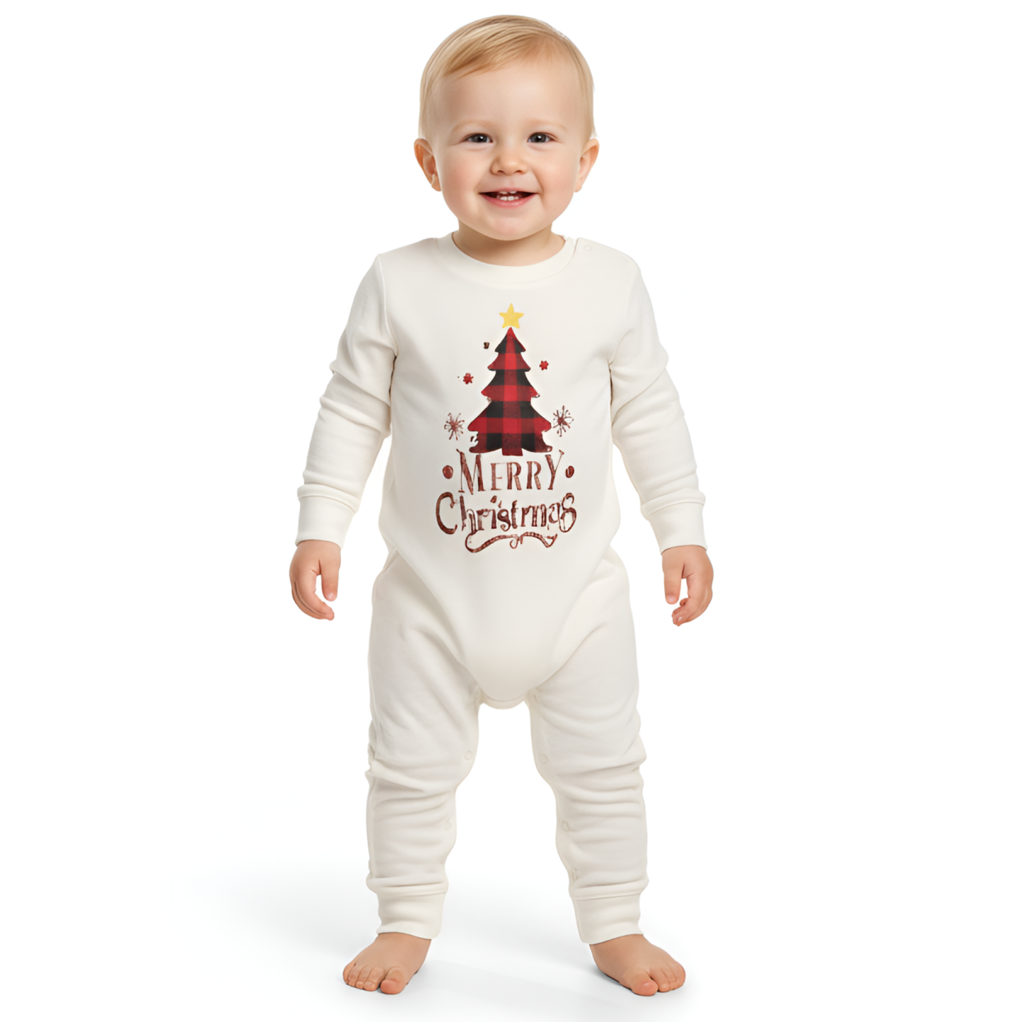 Merry Christmas Tree with Plaid Pants and Pet Outfit Family Matching Pajama Sets