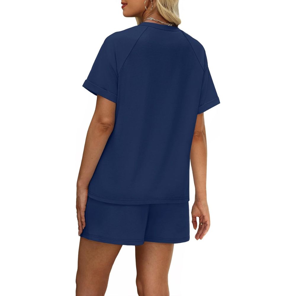 Women's 2 Piece Lounge Sets Short Sleeve T-Shirt and Drawstring Shorts