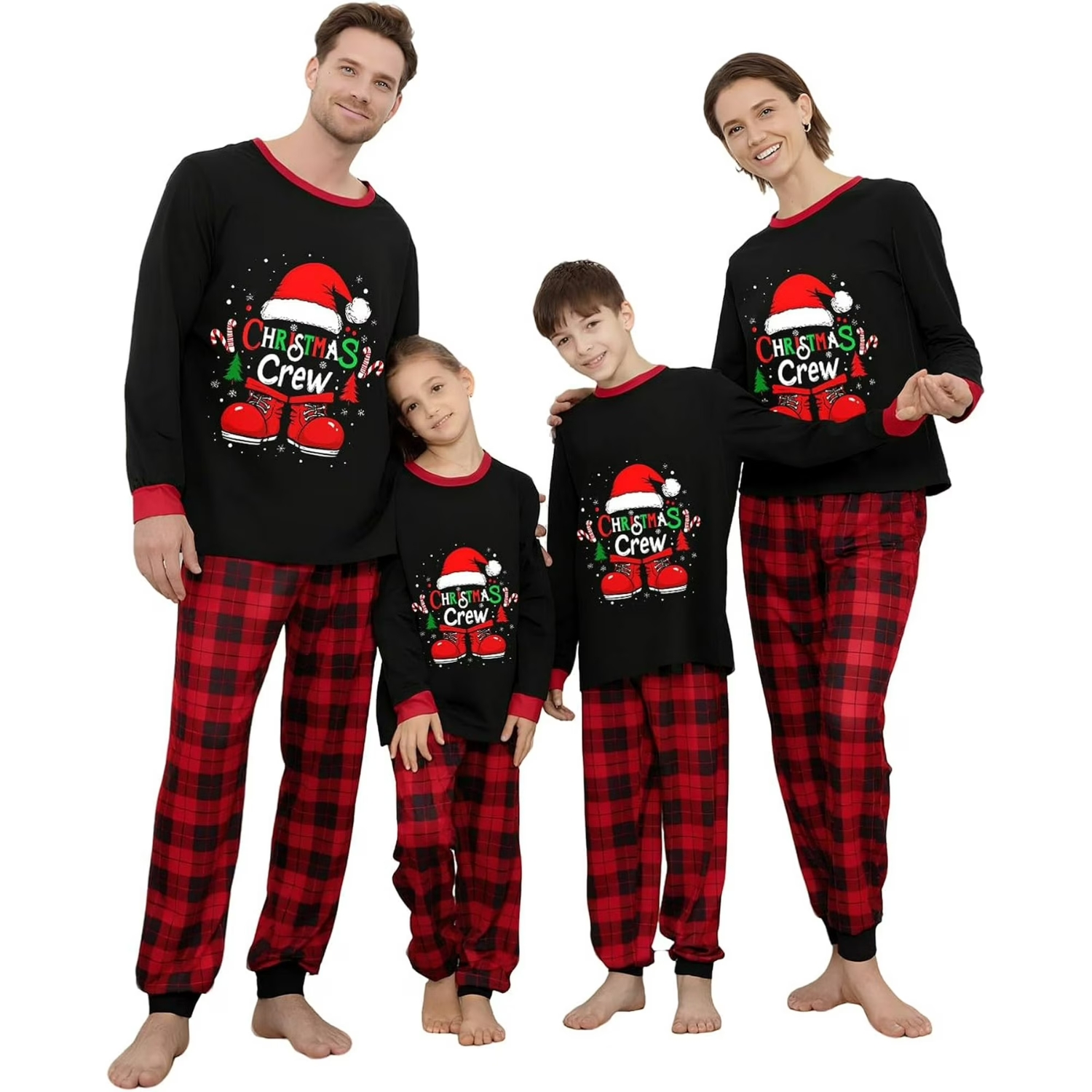 Plaid Christmas Crew Printed Family Matching Pajama Set