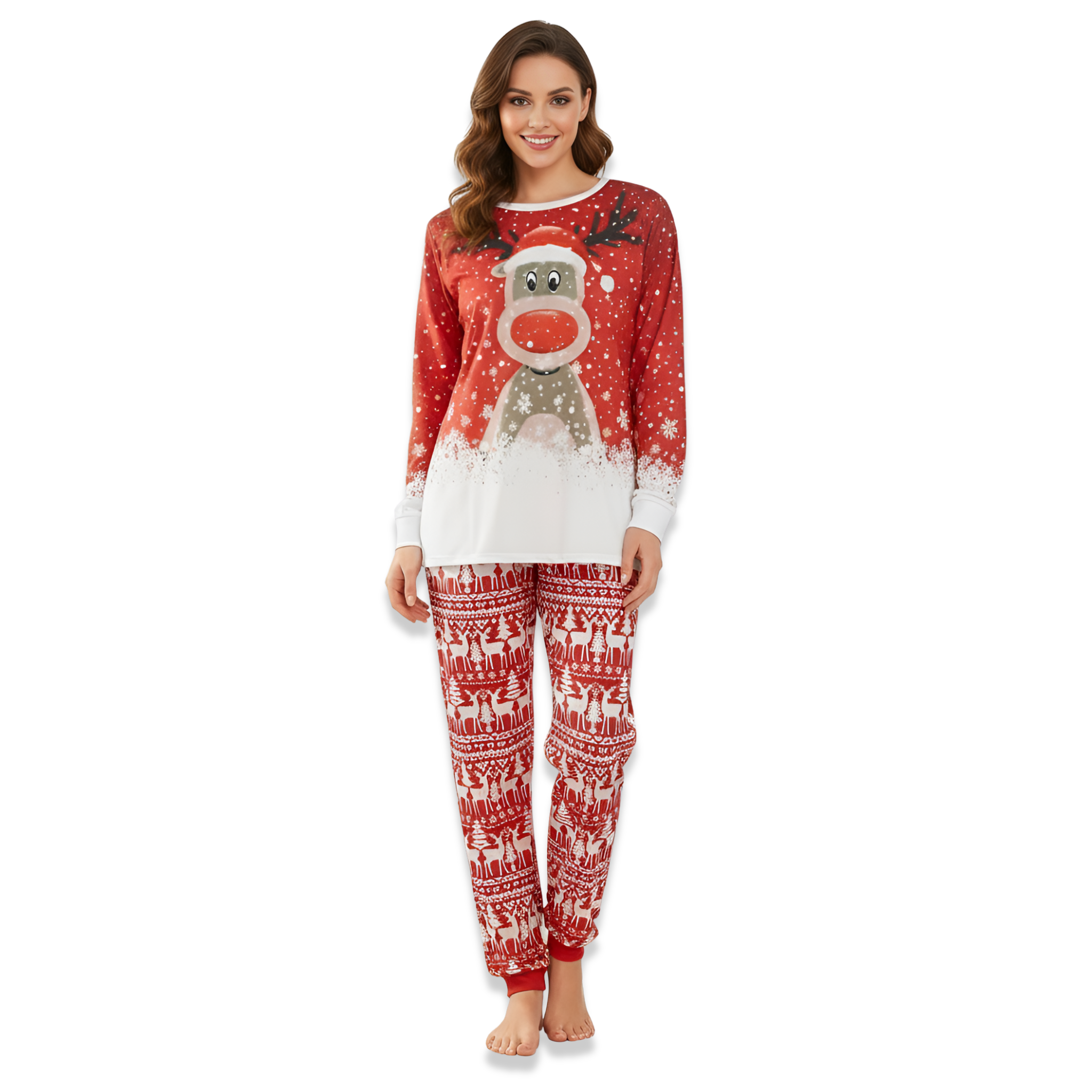 Reindeer Red Snowflake Family Matching Pajama Sets