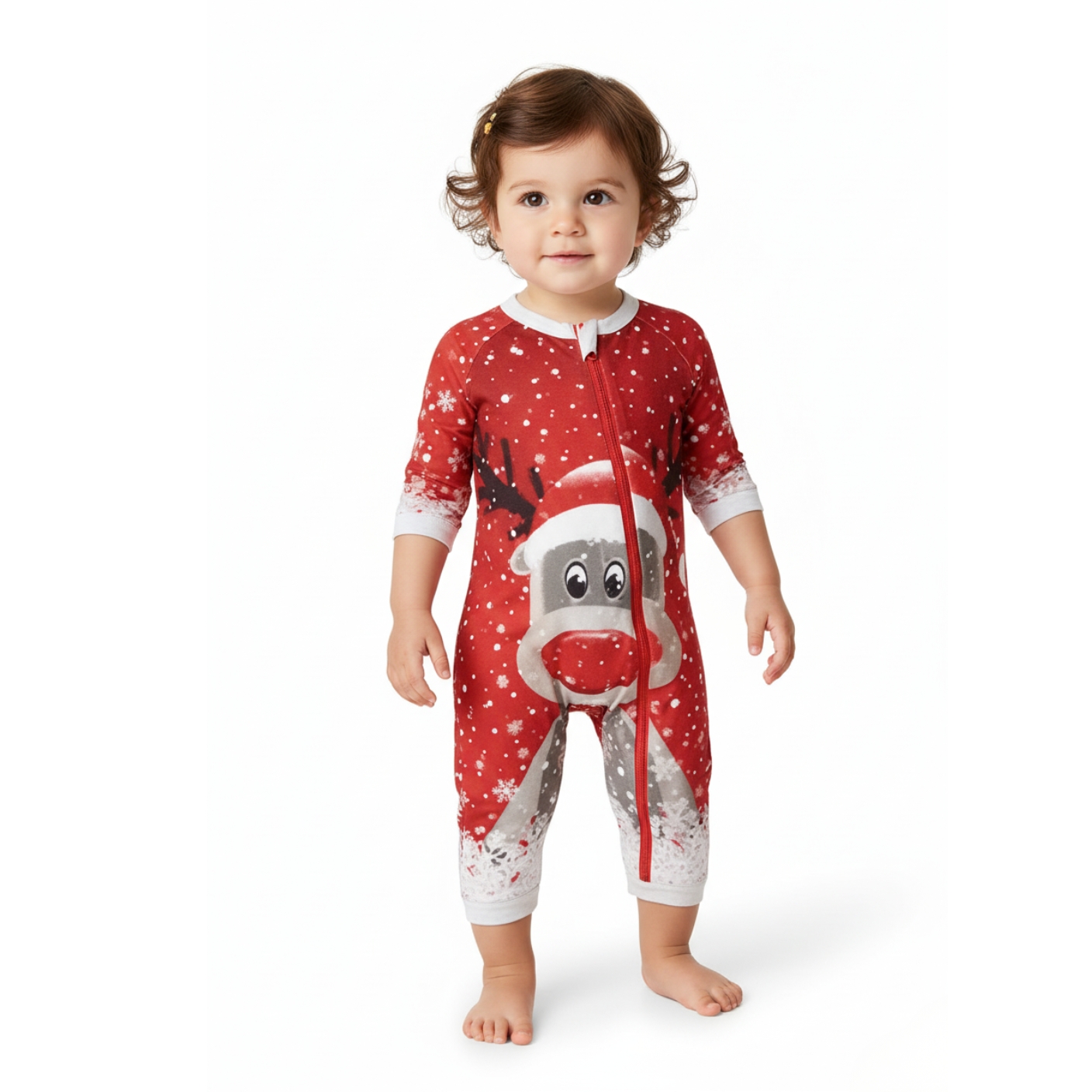 Reindeer Snowflake Printed Family Matching Christmas Pajama Set