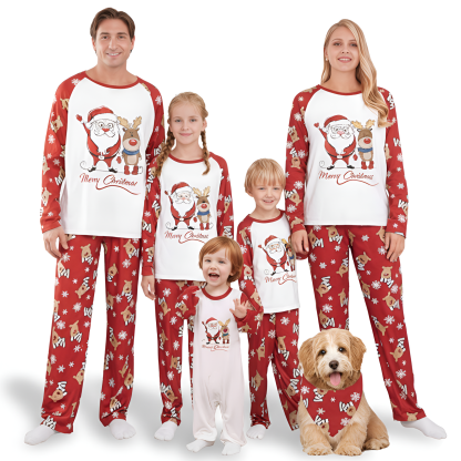 Santa and Reindeer Family Matching Pajama Sets