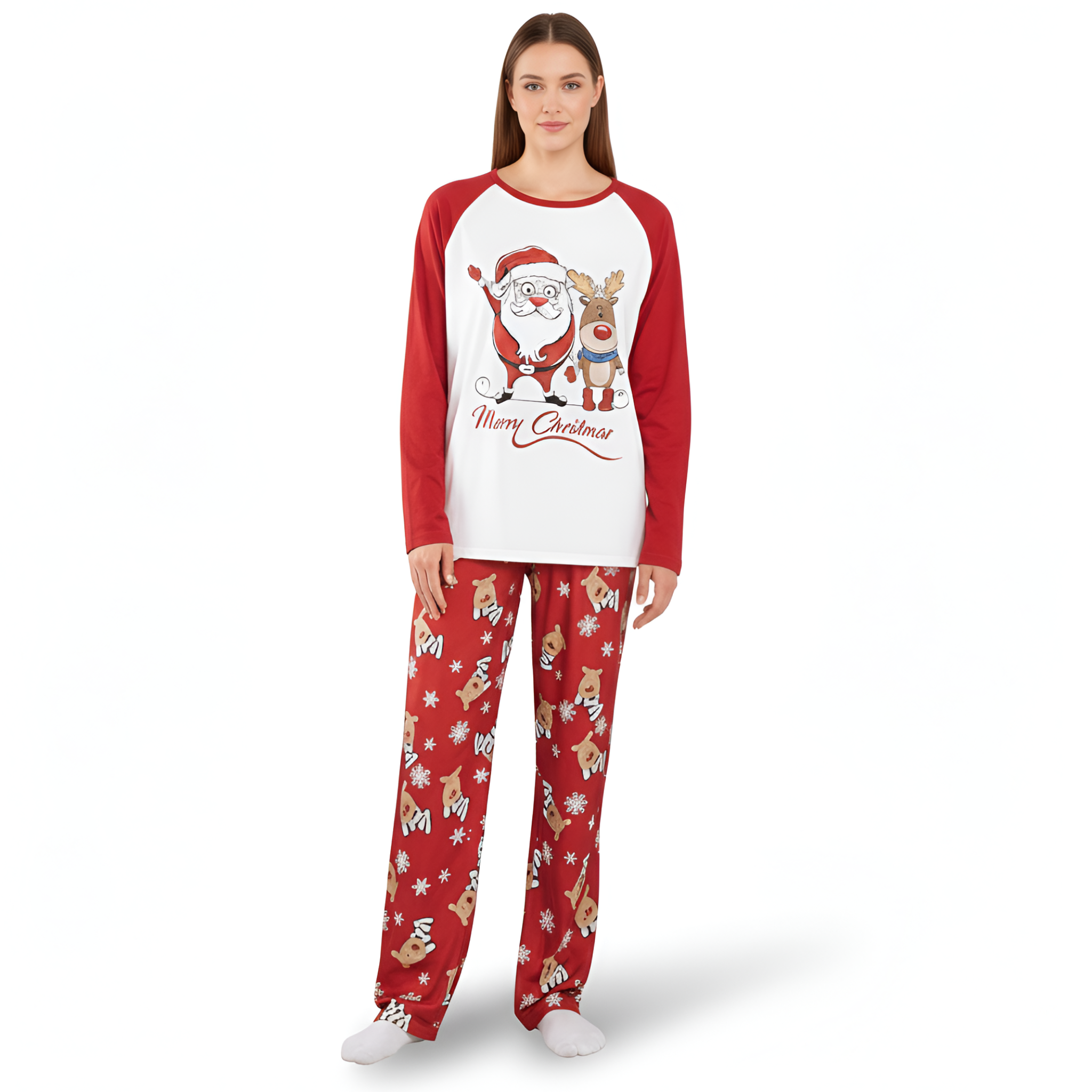 Santa and Reindeer Family Matching Pajama Sets