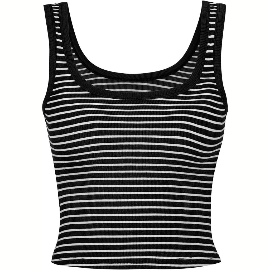 Sleeveless Fitted Tank Top Square Ribbed Basic Tee
