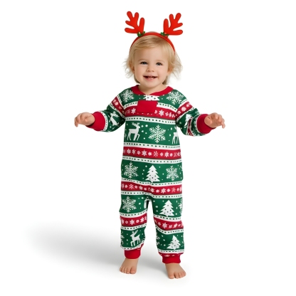 Snowflake Printed Cozy Family Matching Christmas Pajama Set