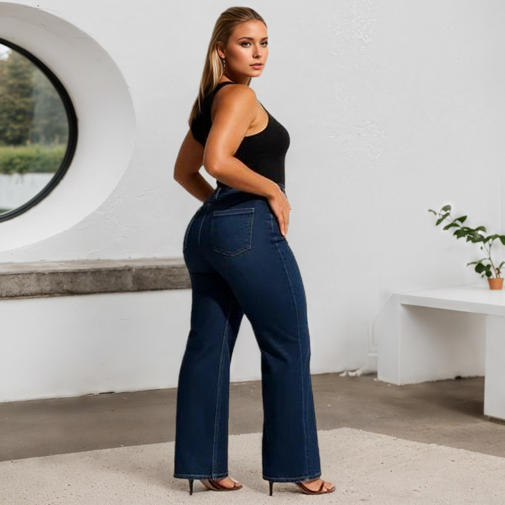 Straight Cut Button Fly Jeans