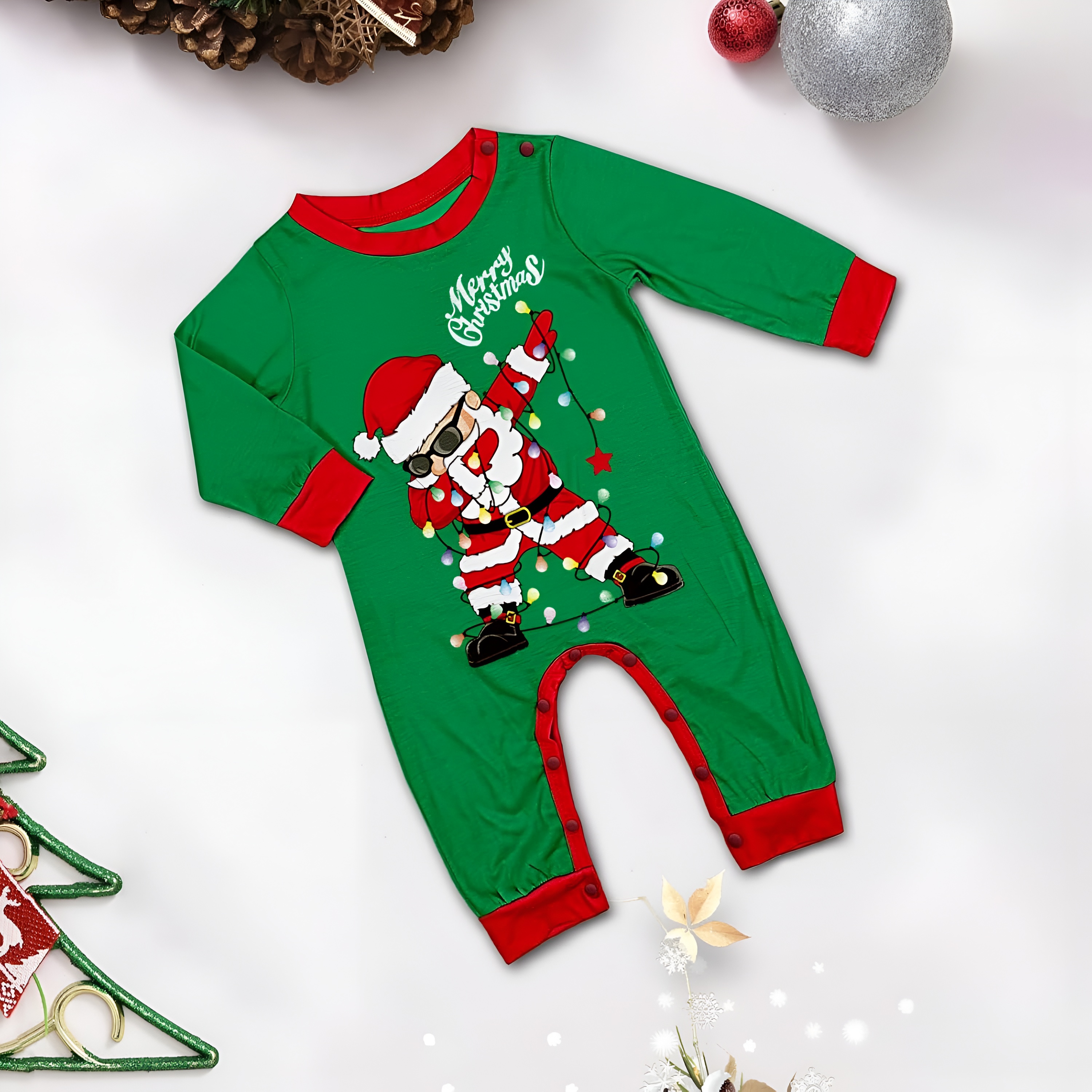 Swag Santa Design Matching Family Christmas Pajamas With Long Sleeve Tops And Loungewear