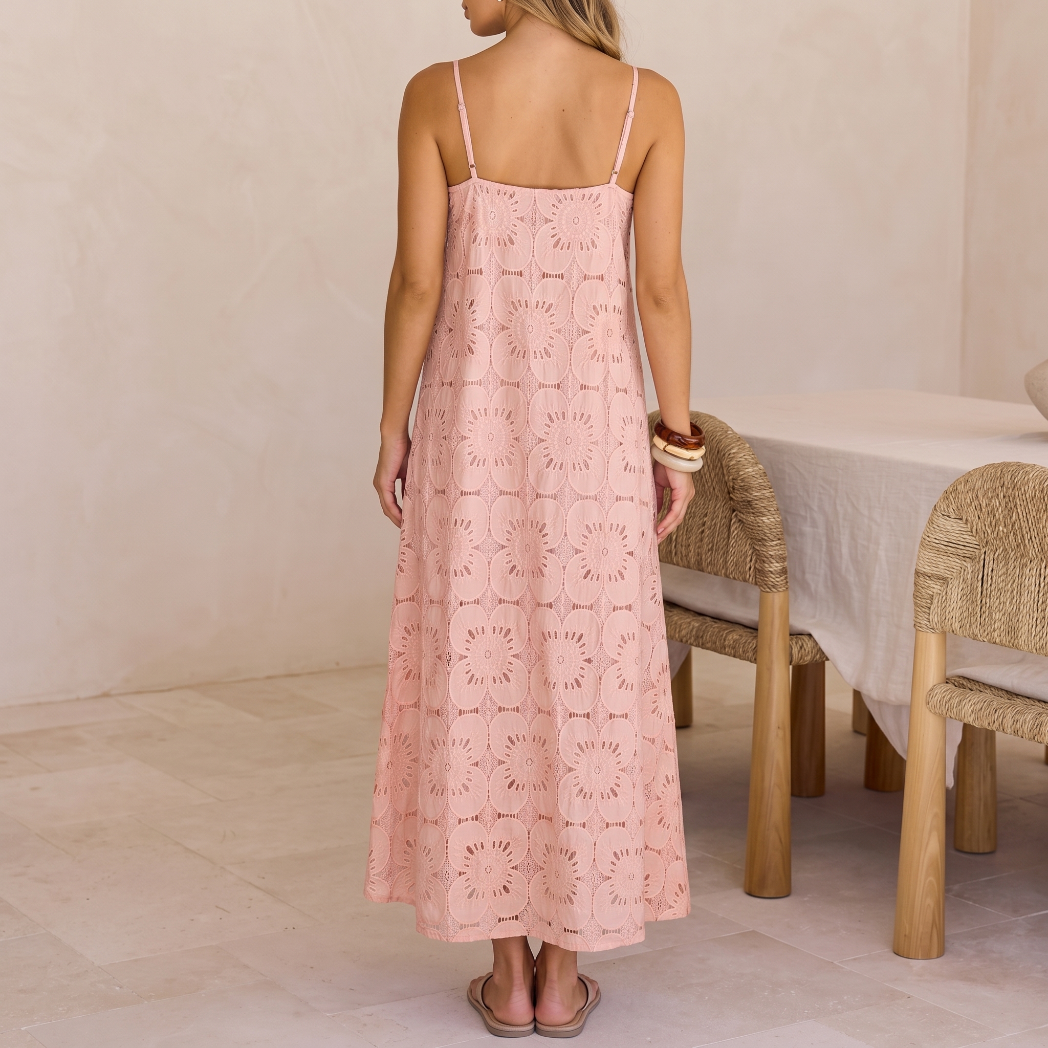 Summer Casual Boho Floral Lace Maxi Dress For Women