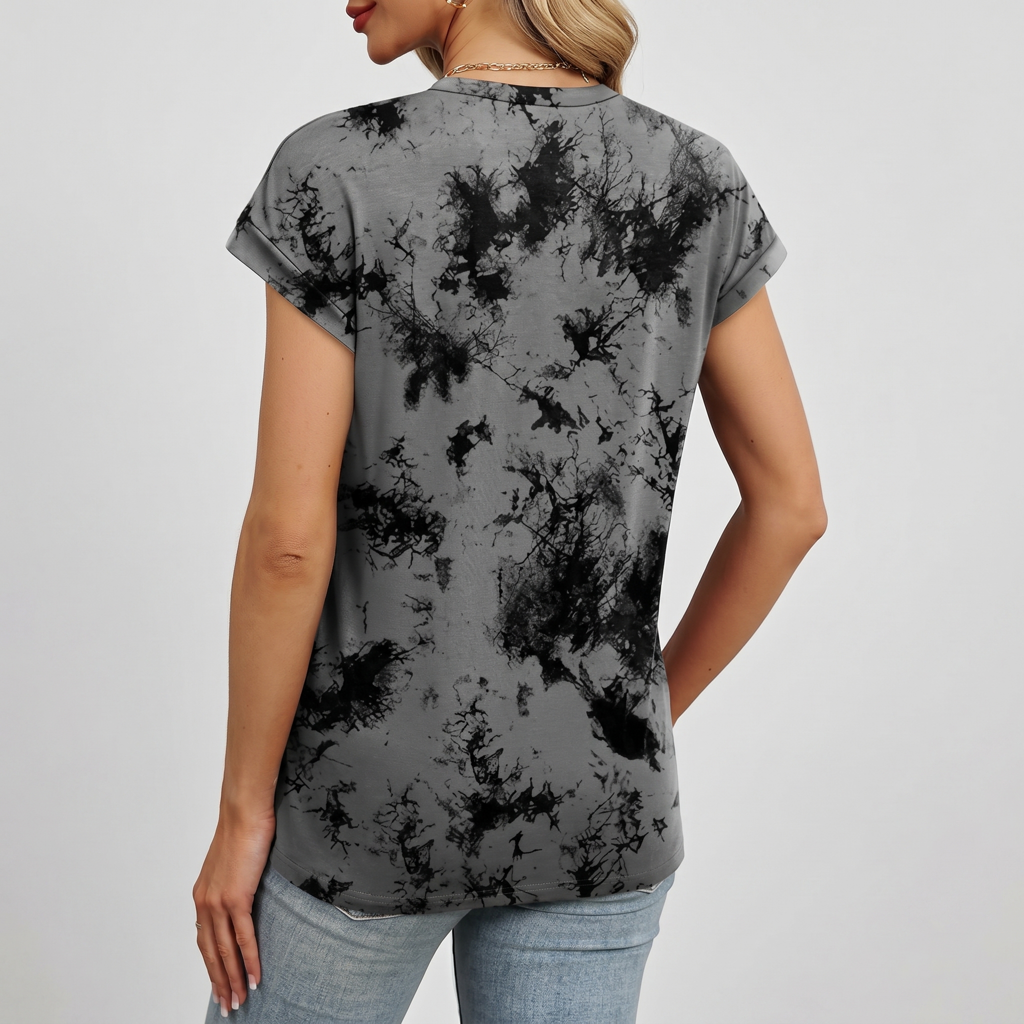 Short Sleeve Shirts Crew Tunic Blouses For Summer 