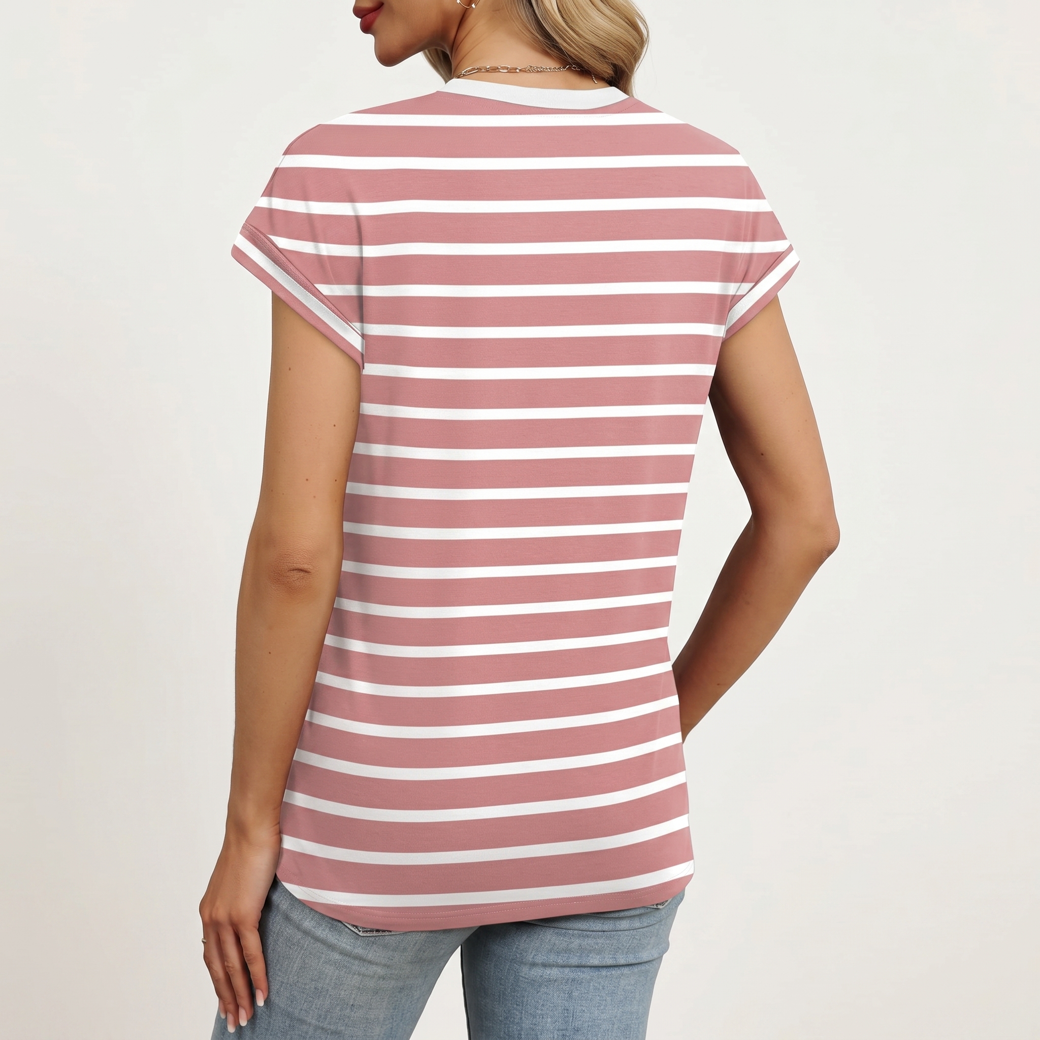 Short Sleeve Shirts Crew Tunic Blouses For Summer 