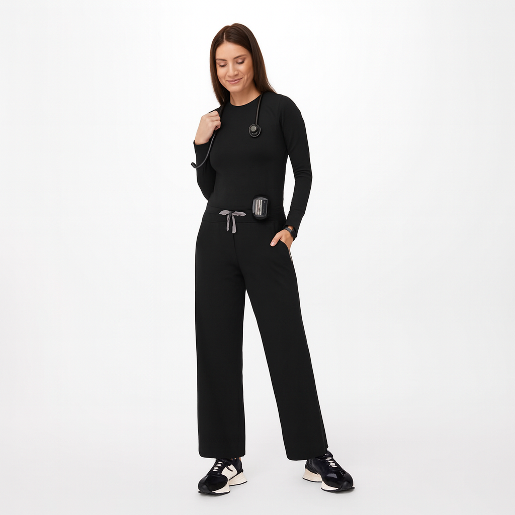High Waisted Wide Scrub Pants for Women
