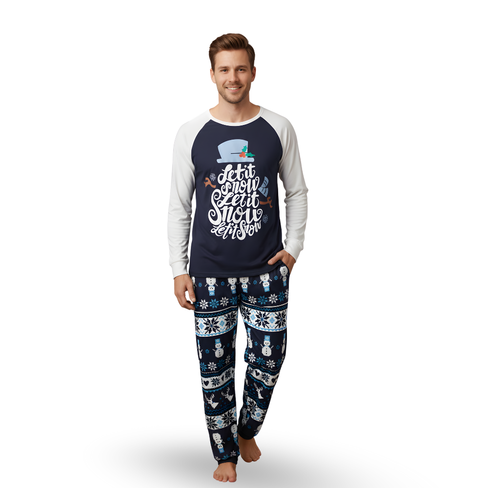 Snowman Blue Christmas Family Matching Pajama Sets
