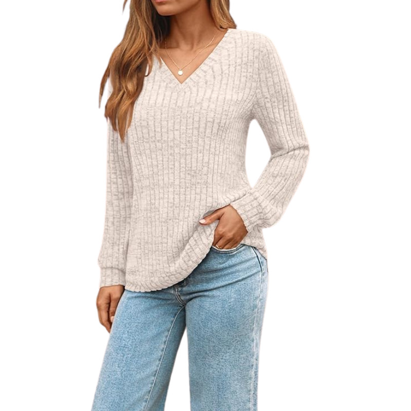 Womens V Neck Long Sleeve Shirt Fall Fashion Tops