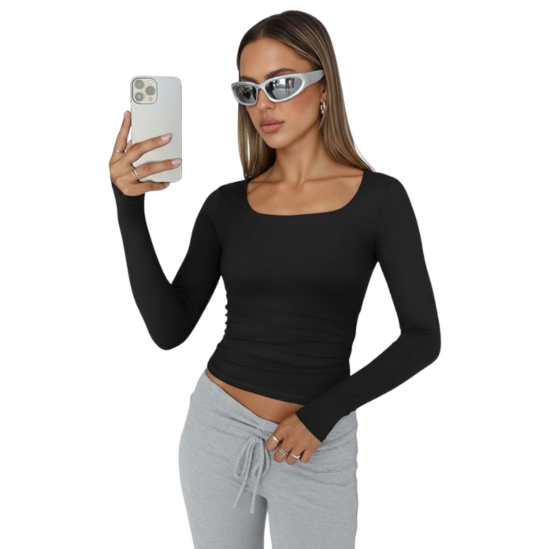 Womens Long Sleeve Shirts Crop Tops Fall Fashion