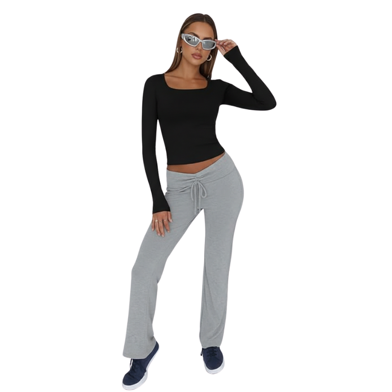 Womens Long Sleeve Shirts Crop Tops Fall Fashion