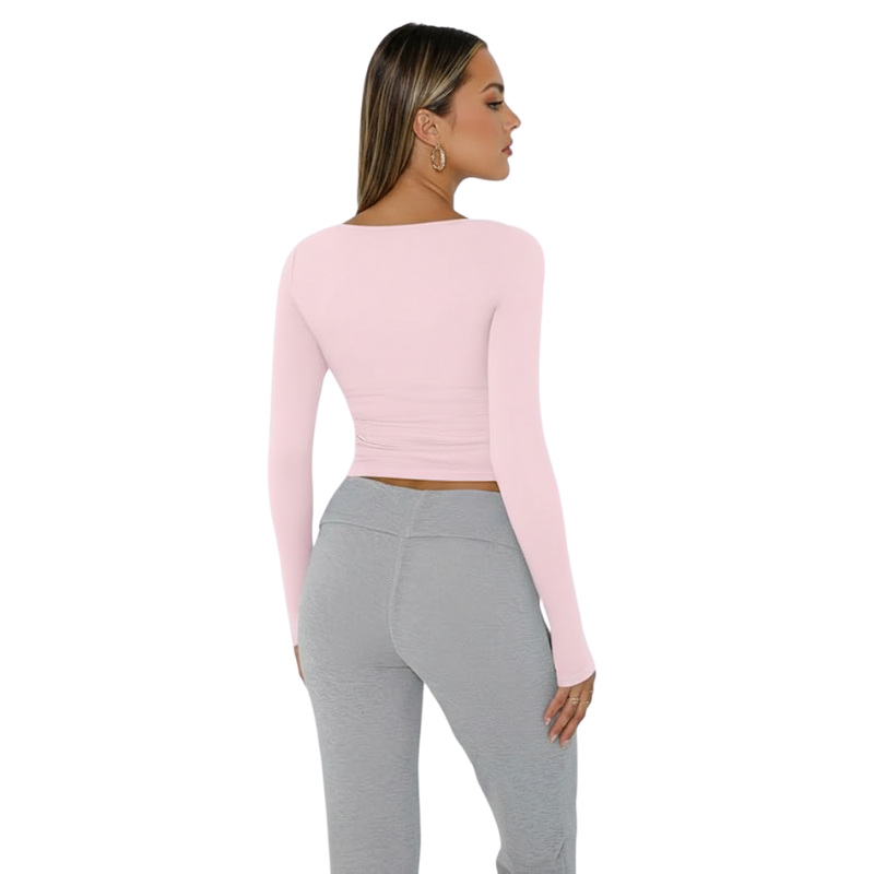Womens Long Sleeve Shirts Crop Tops Fall Fashion