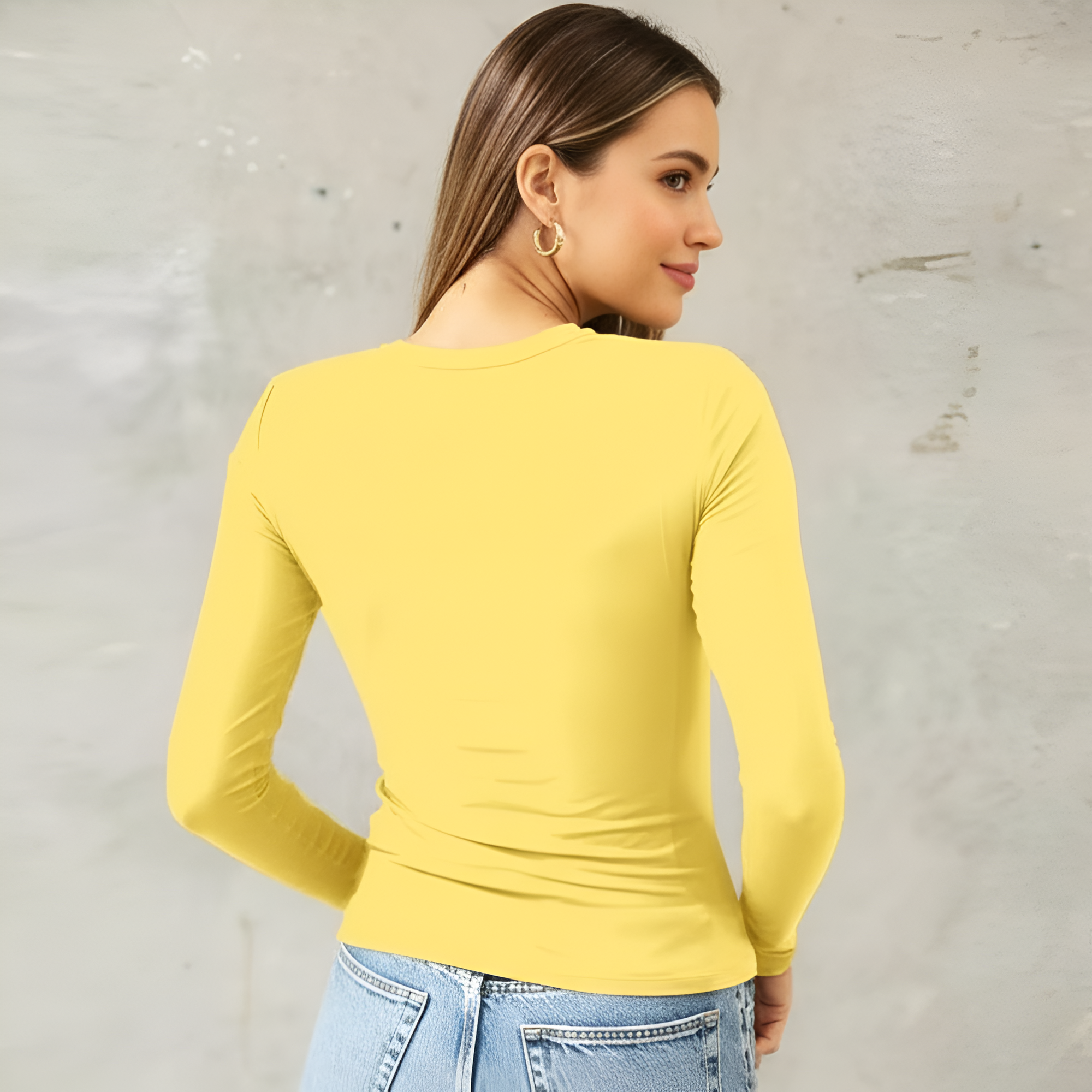 Slim Fit Cropped Design Long Sleeve Top For Women