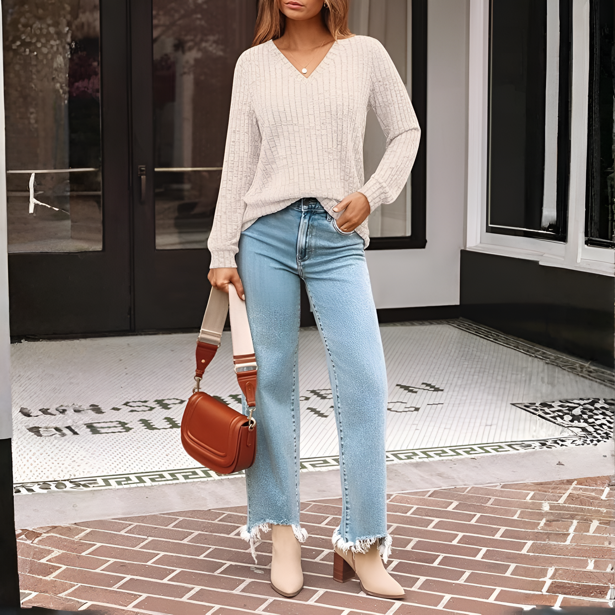 Loose Fit Long Sleeve Tunic Sweater For Women