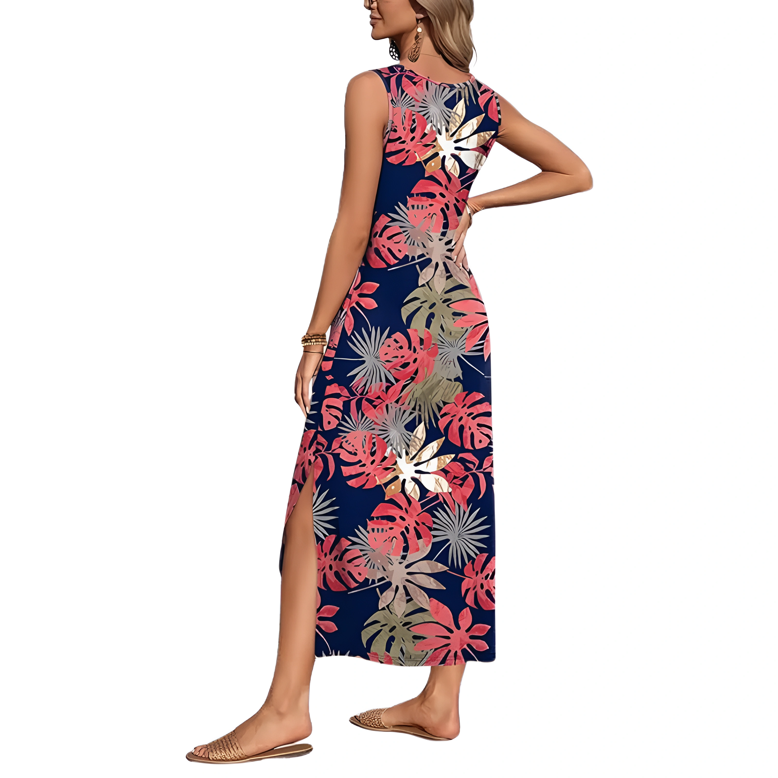 Sleeveless Maxi Beach Dress With Pockets For Women