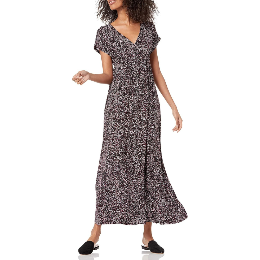 V Neck Short Sleeve Maxi Dress For Women