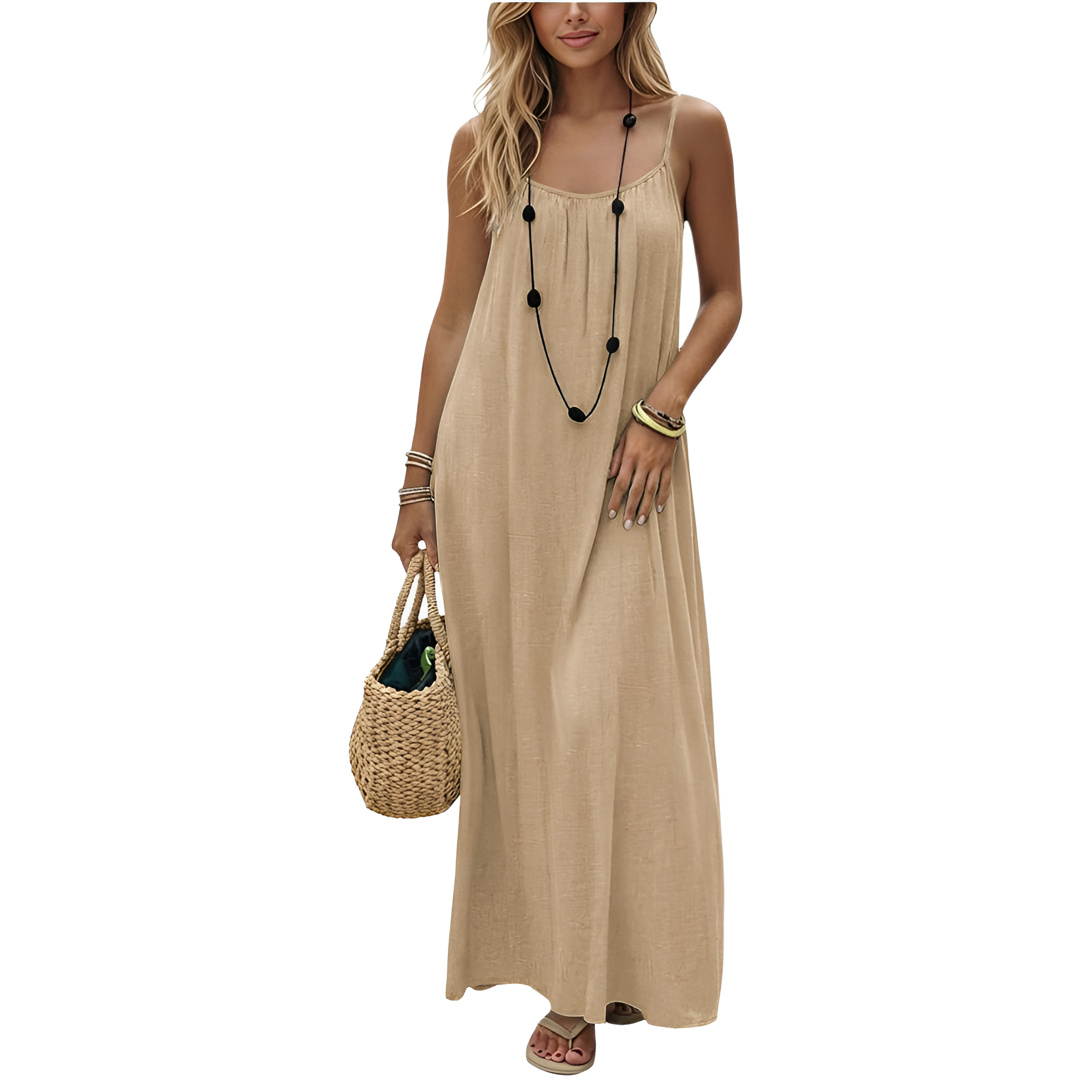 Loose Flowy Spaghetti Strap Beach Maxi Dress For Women