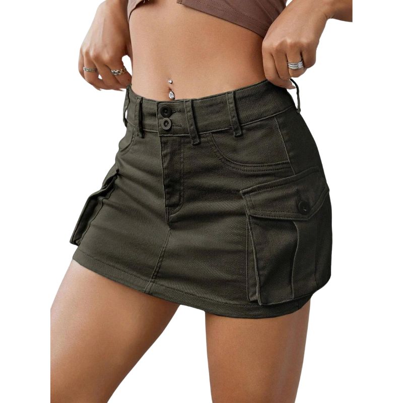 Flap Pocket Denim Mini Skirt