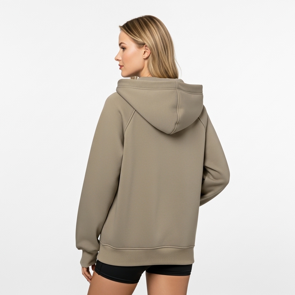 Half Zip Fleece Hoodie Sweatshirt With Oversized Fit Style For Women