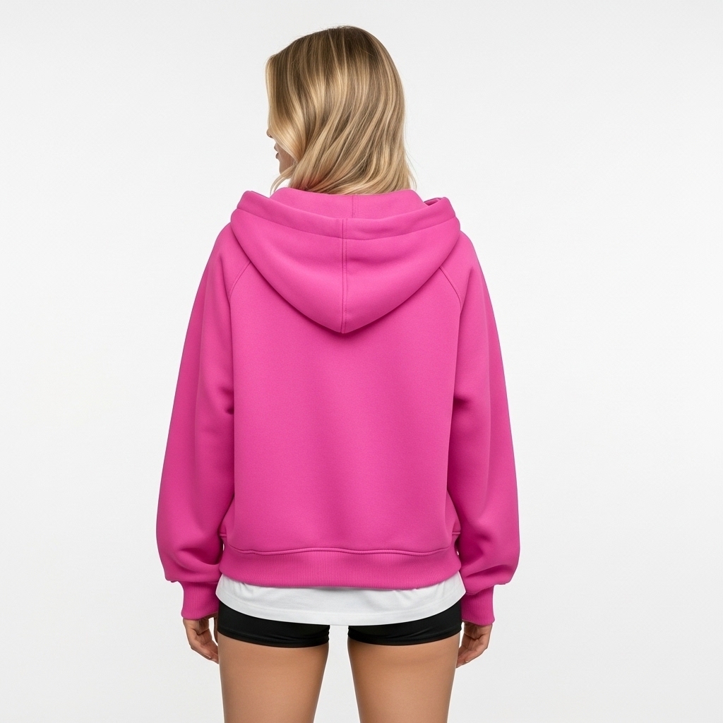 Half Zip Fleece Hoodie Sweatshirt With Oversized Fit Style For Women