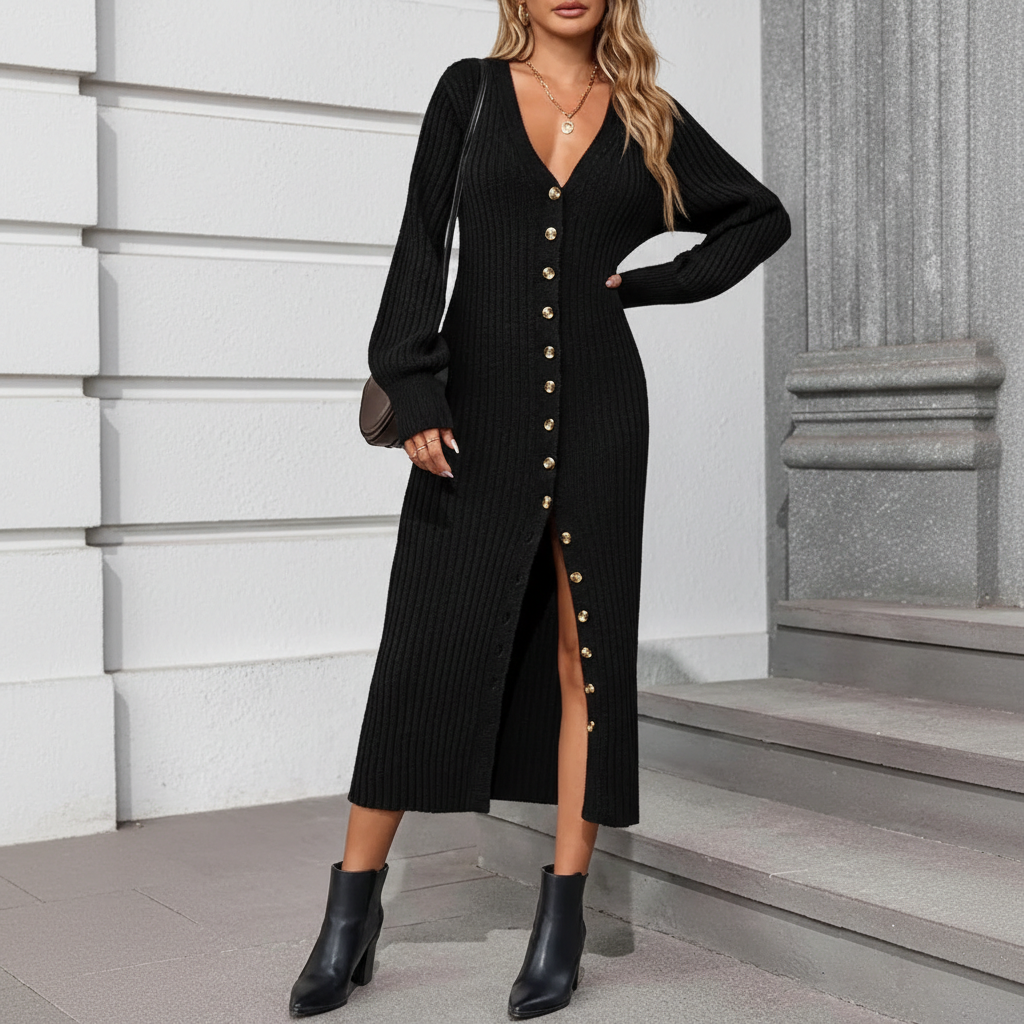 Long Sleeve Button Front Chunky Style Knit Cardigan Sweater Coat