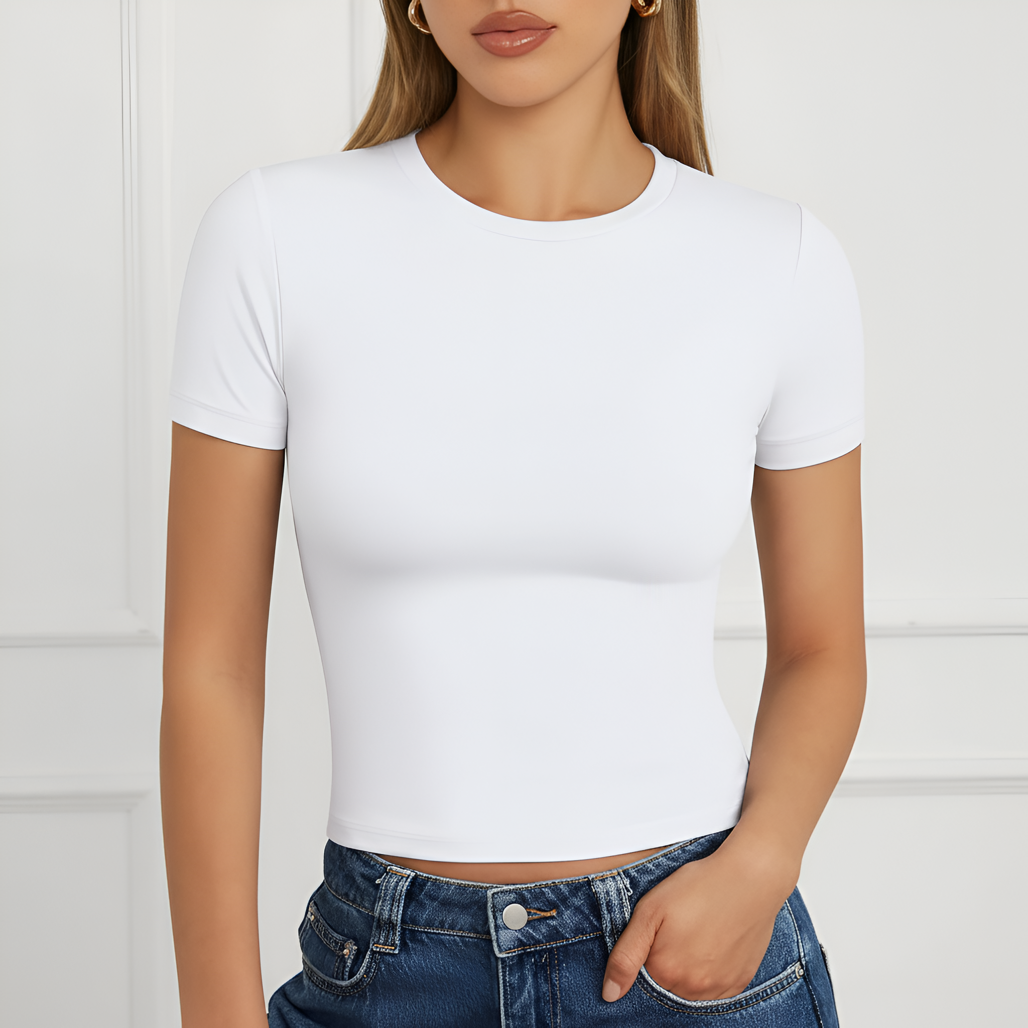 Short Sleeve Crop Top With Slim Fit Design For Workout For Women