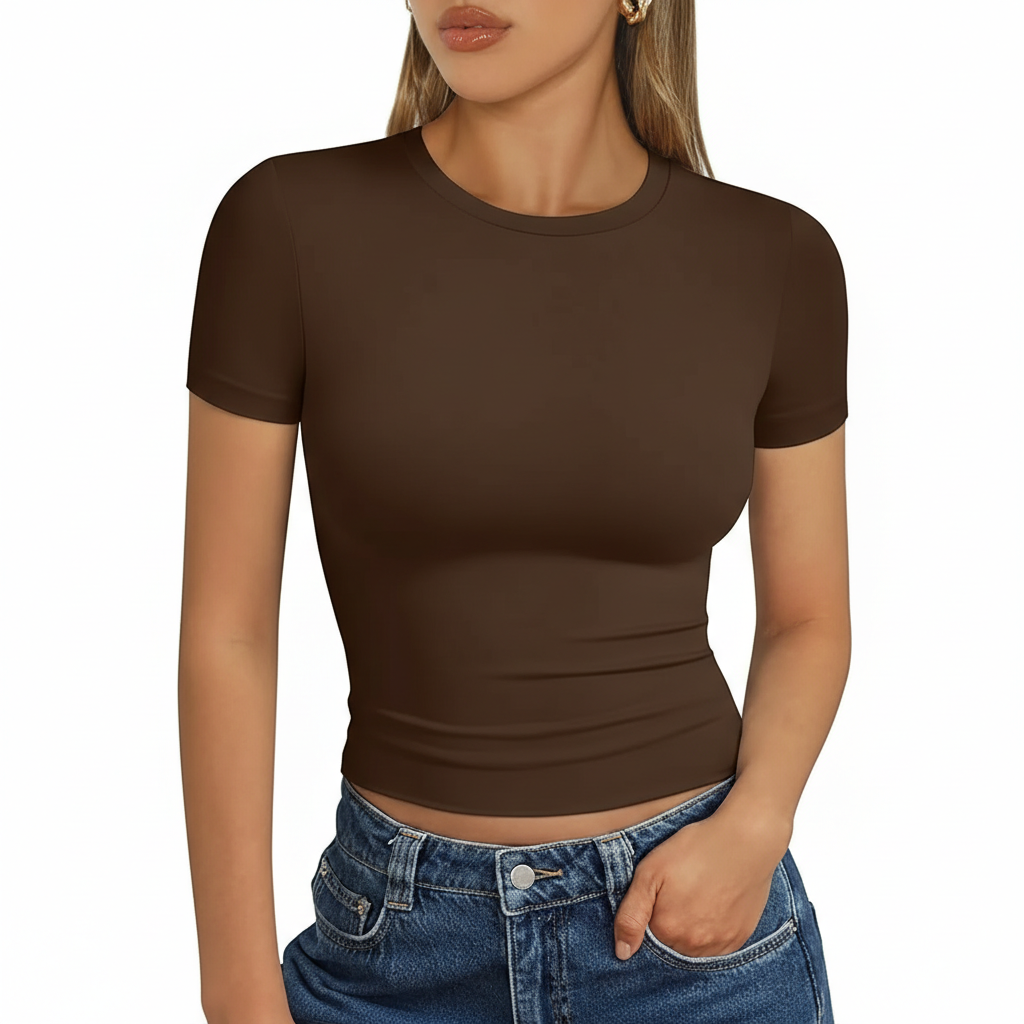 Short Sleeve Crop Top With Slim Fit Design For Workout For Women